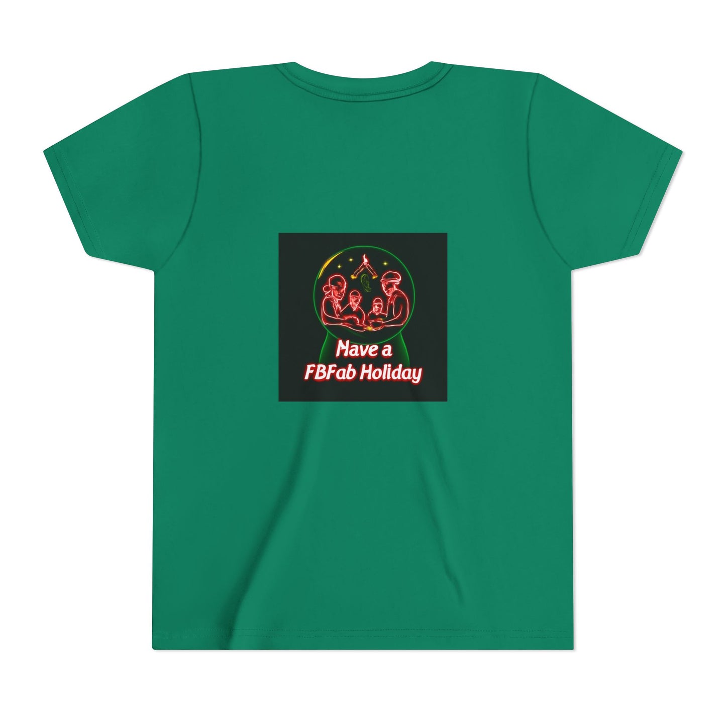 Youth Christmas Short Sleeve Tee, Holiday Tee, Xmas Gift for Kids, Fun Tee for Celebrations, Winter Festive Shirt