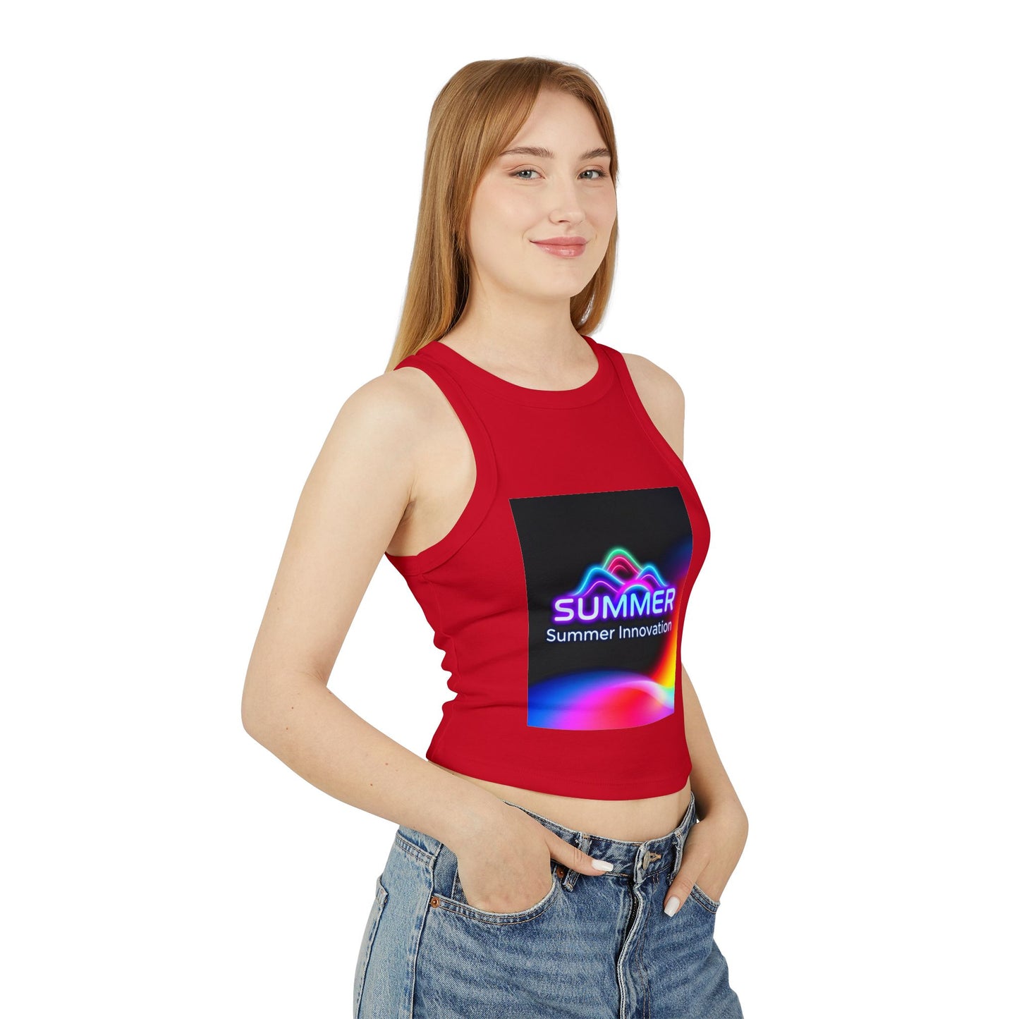 Stylish Summer Racer Tank Top, Trendy Crop Top, Fashionable Sleeveless Shirt, Summer Vibes, Women's Casual Wear, Gift for Her