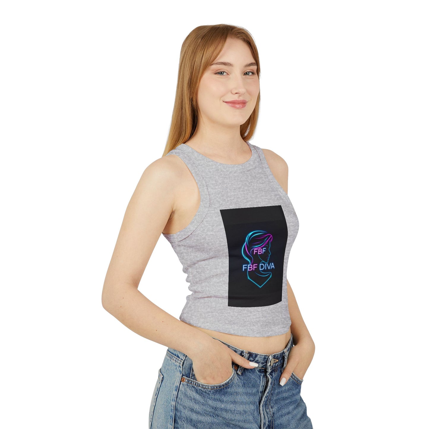 FBF Diva Women's Micro Rib Racer Tank Top | Stylish Crop Top for Summer, Party Wear, Workout, Gifts, Everyday Fashion