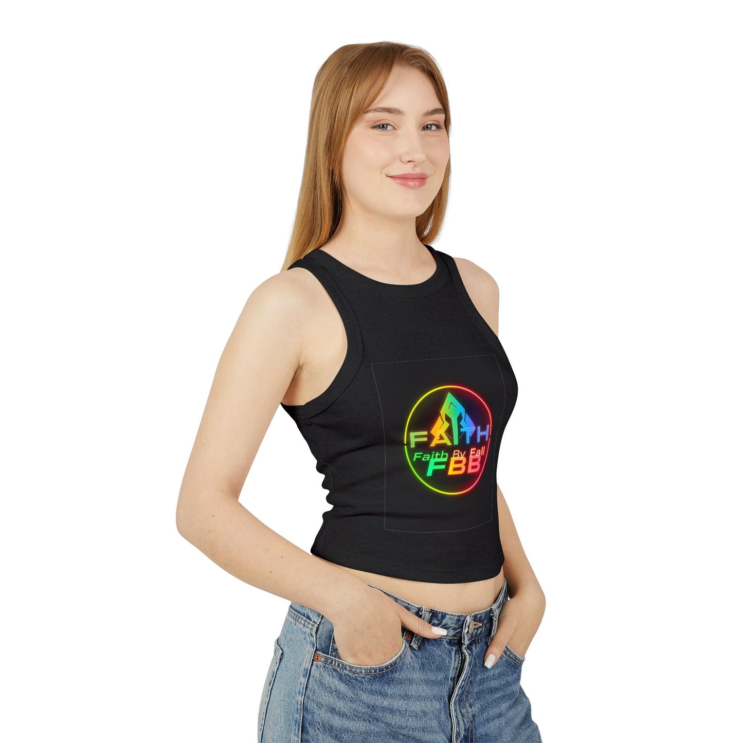 Faith by Fall Racer Tank Top - Stylish Summer Crop Top, Casual Wear, Inspirational Gift, Festival Outfit, Workout Top