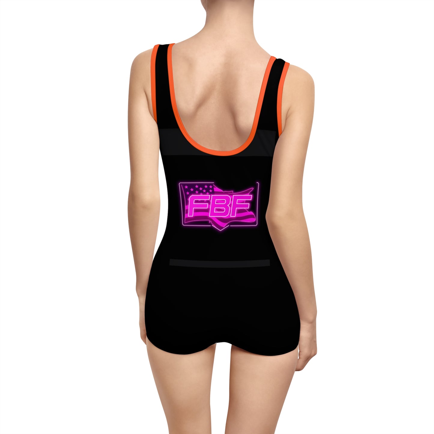 Women’s Vintage Swimsuit with Faith By Flag Design, Retro Swimwear, Beach Day Outfit, Pool Party Favor, Summer Vacation Essential