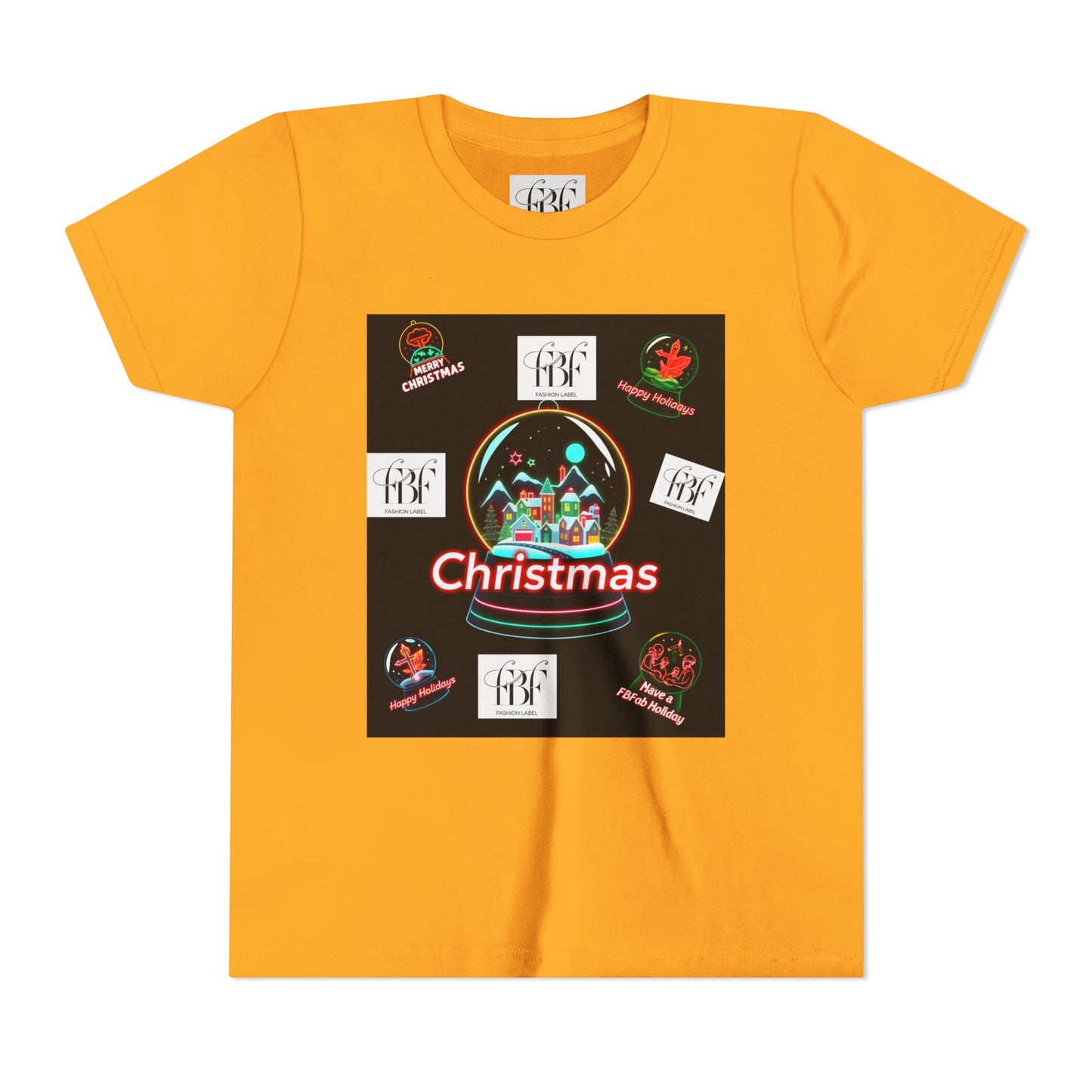 Youth Christmas Short Sleeve Tee, Holiday Tee, Xmas Gift for Kids, Fun Tee for Celebrations, Winter Festive Shirt