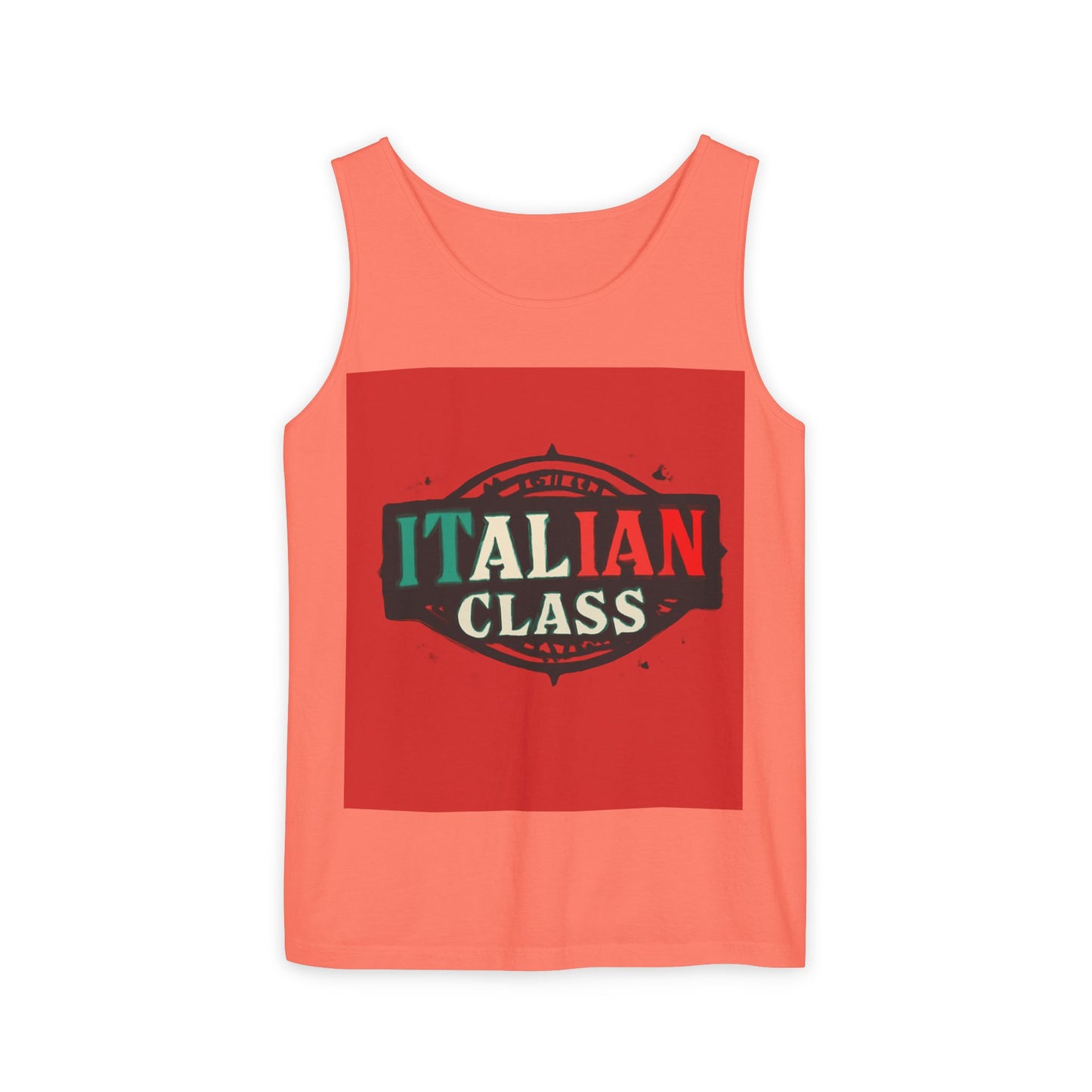 Italian Class Unisex Garment-Dyed Tank Top, Casual Summer Wear, Italian Heritage Gift, Foodie Apparel, Vacation Top