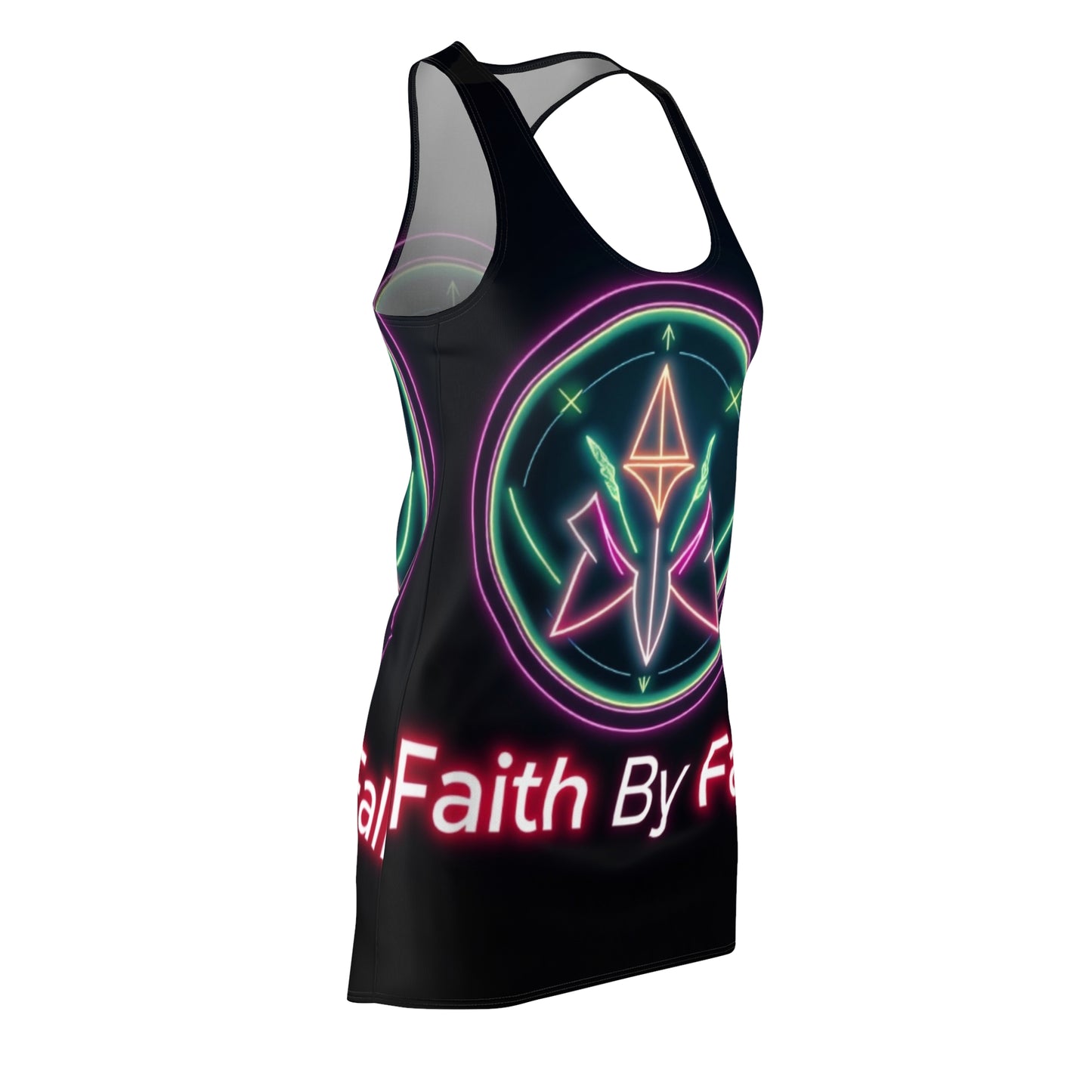 Neon Faith Racerback Dress - Vibrant Summer Style, Perfect for Festivals, Casual Outings, Spiritual Gatherings, Gifts