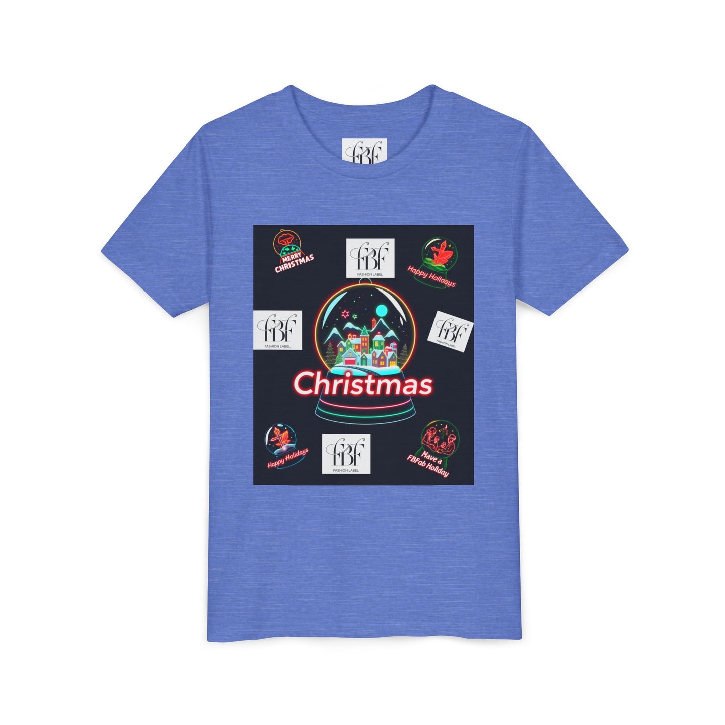 Youth Christmas Short Sleeve Tee, Holiday Tee, Xmas Gift for Kids, Fun Tee for Celebrations, Winter Festive Shirt