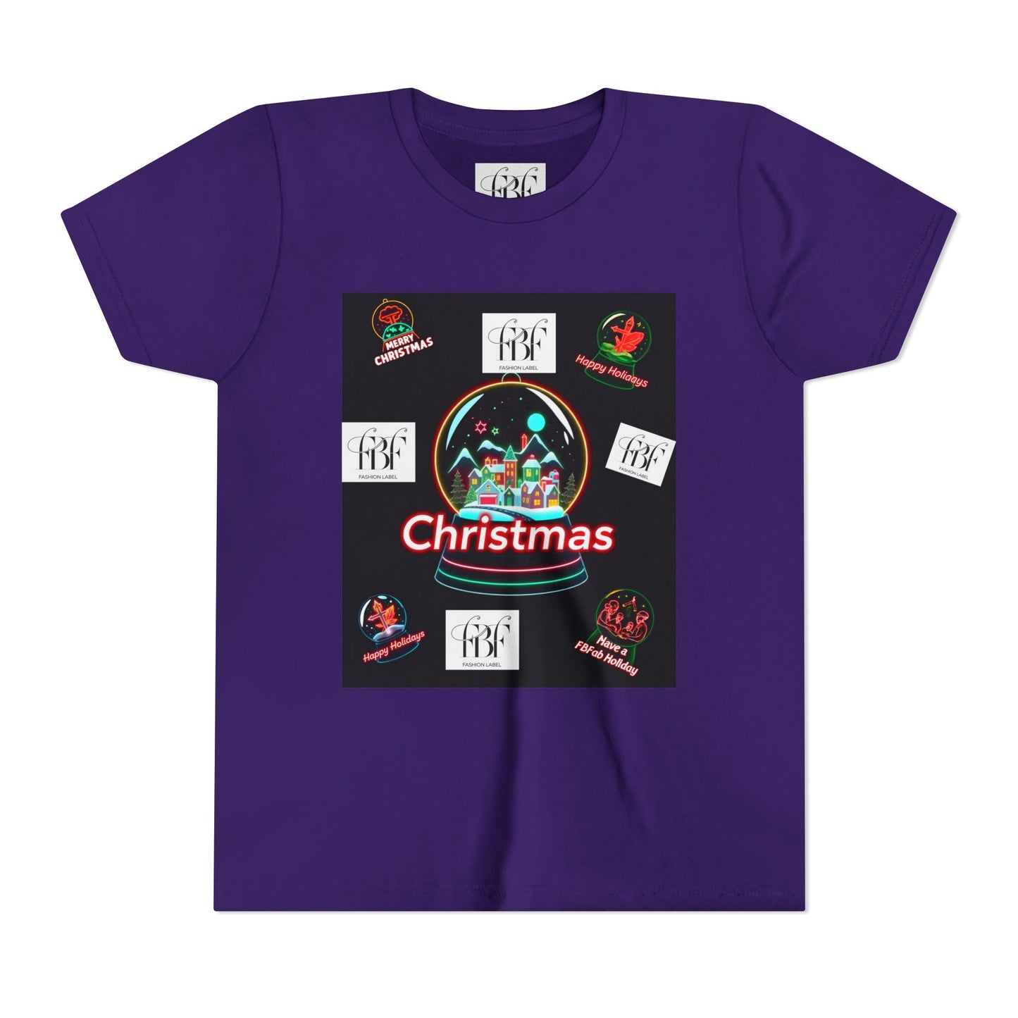 Youth Christmas Short Sleeve Tee, Holiday Tee, Xmas Gift for Kids, Fun Tee for Celebrations, Winter Festive Shirt