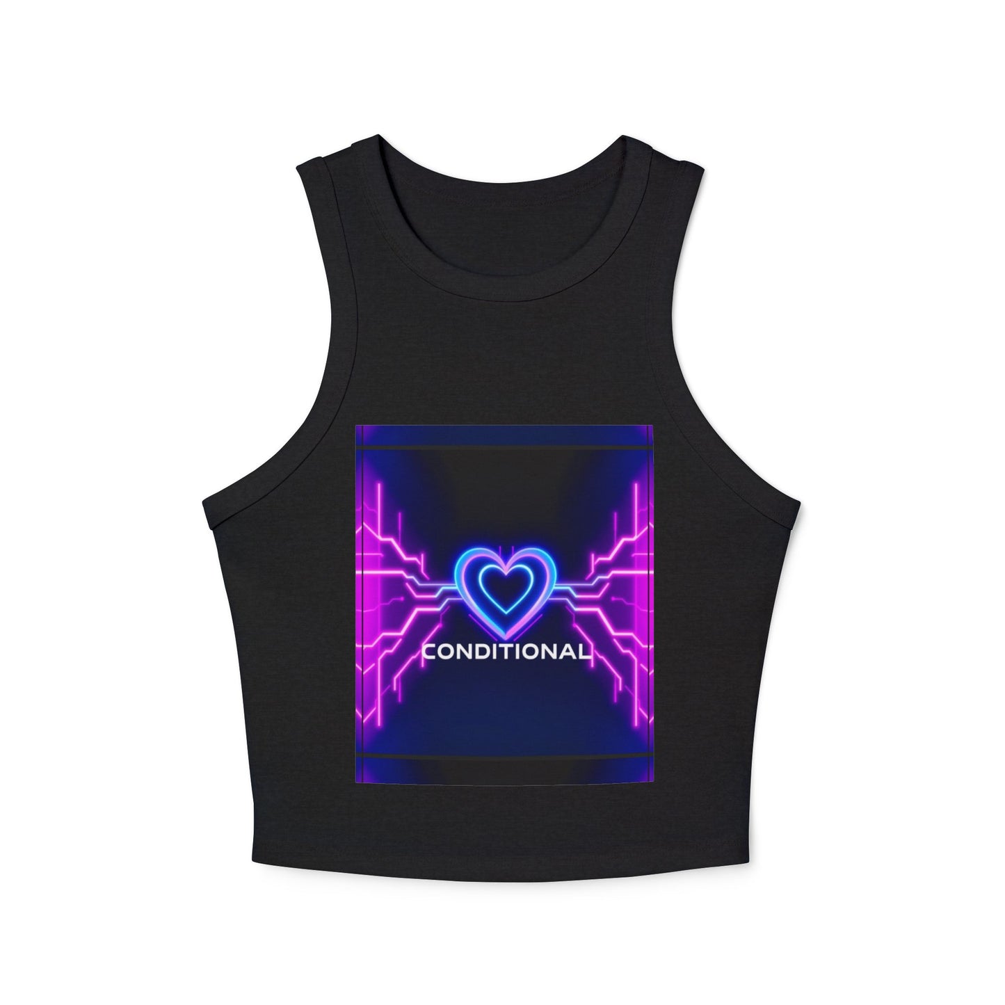 Neon Heart Racerback Tank Top, Trendy Crop Top, Party Attire, Summer Essential, Festival Wear, Gift for Her