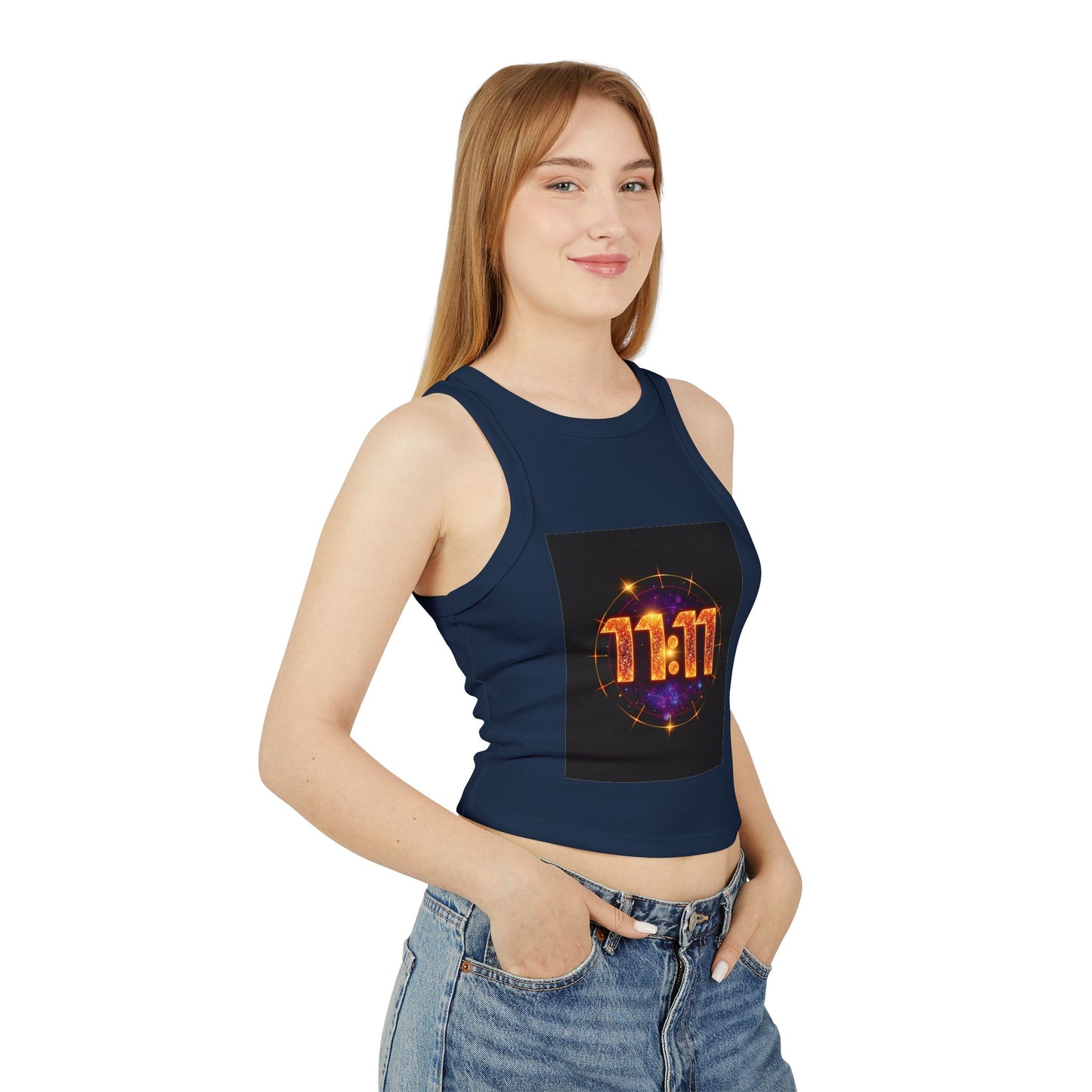 11:11 Women's Micro Rib Racer Tank Top | Motivational Gift, Yoga Wear, Summer Fashion, Spiritual Reminder, Casual Trend