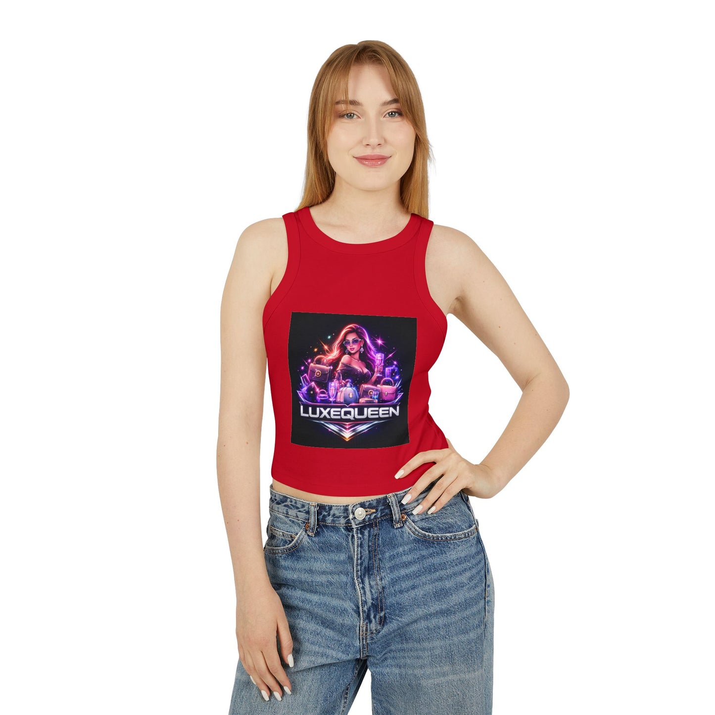 Women's Racer Tank — LuxeQueen "Spoiled Girl" Neon Graphic