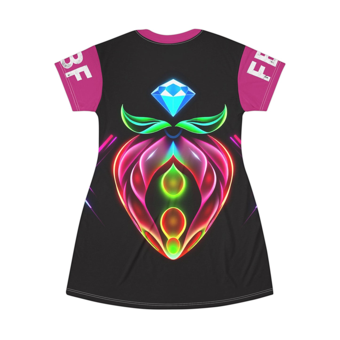 Vibrant Floral T-Shirt Dress, Casual Summer Outfit, Festival Wear, Gift for Her, Unique Art Dress, Everyday Fashion