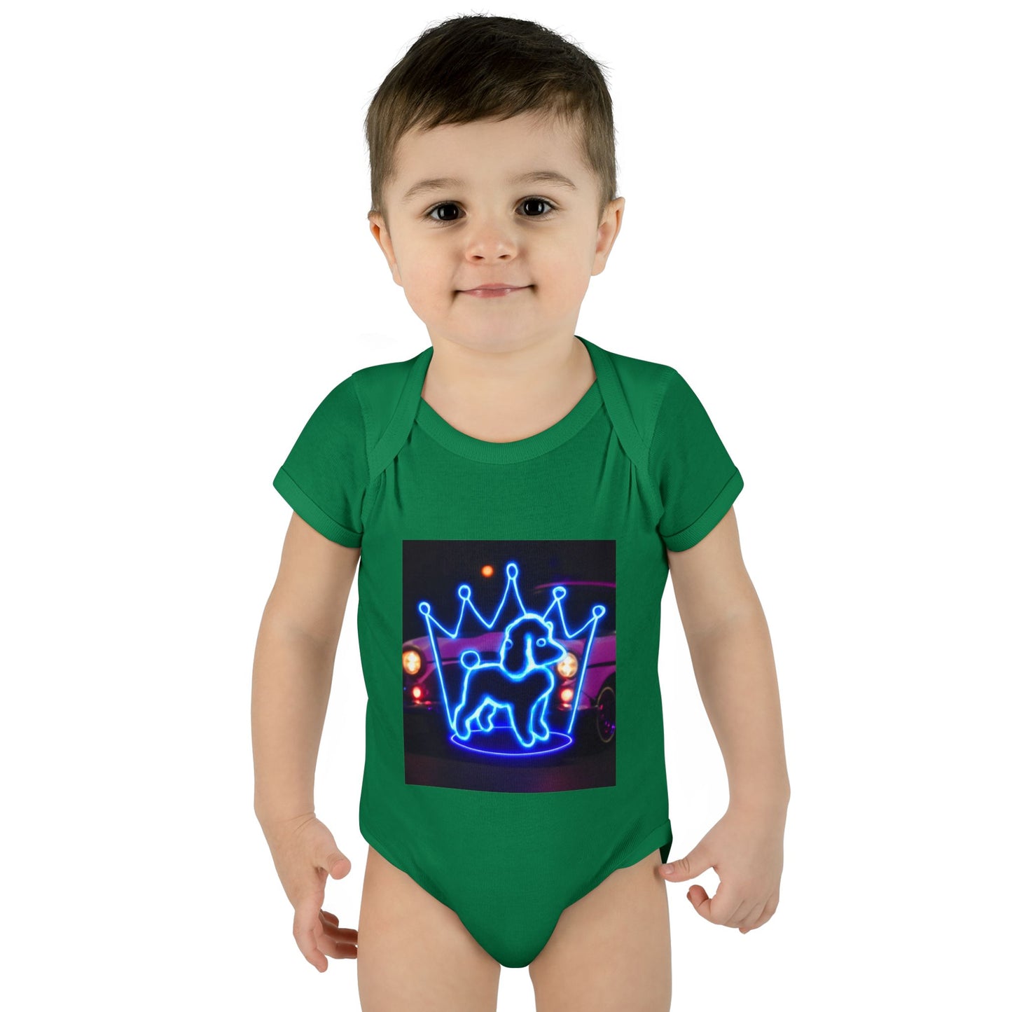 Neon Dog Crown Baby Bodysuit, Cute Infant Outfit, Baby Shower Gift, Newborn Clothes, Pet Lover Apparel, Birthday Gift for Baby