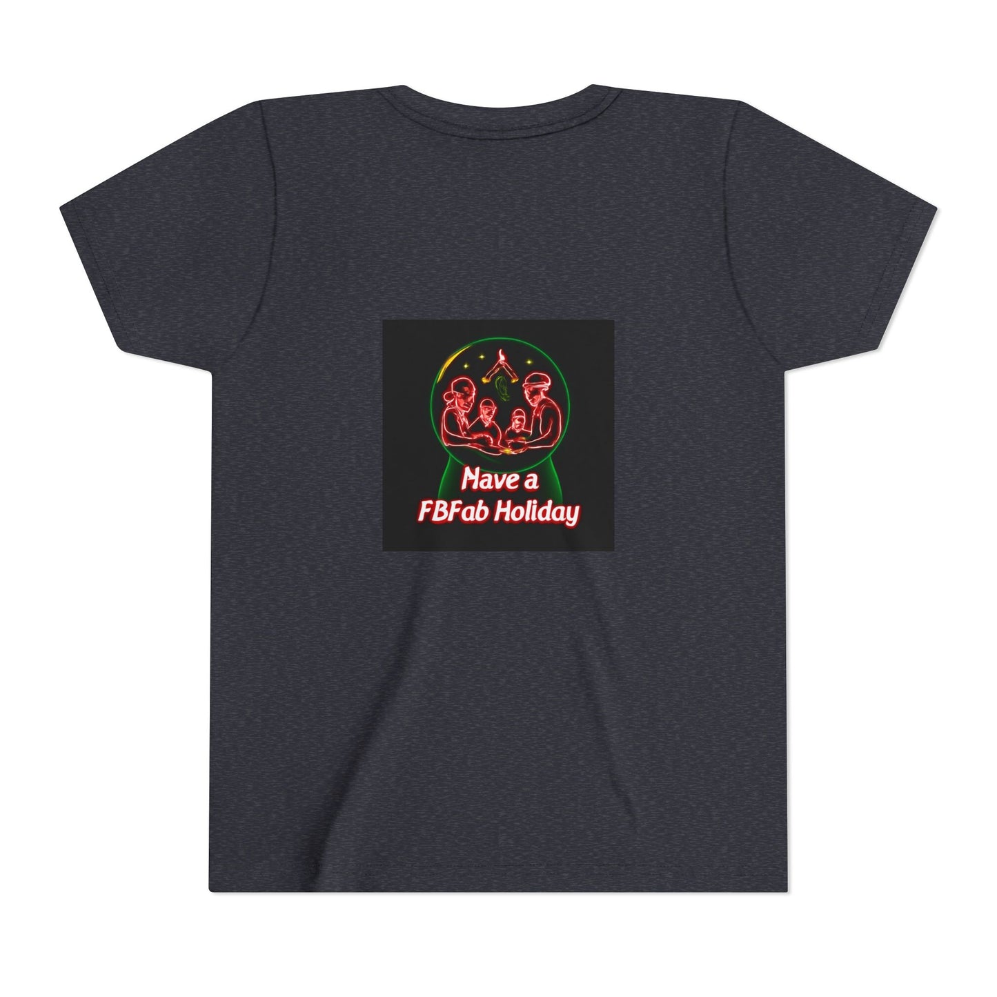 Youth Christmas Short Sleeve Tee, Holiday Tee, Xmas Gift for Kids, Fun Tee for Celebrations, Winter Festive Shirt