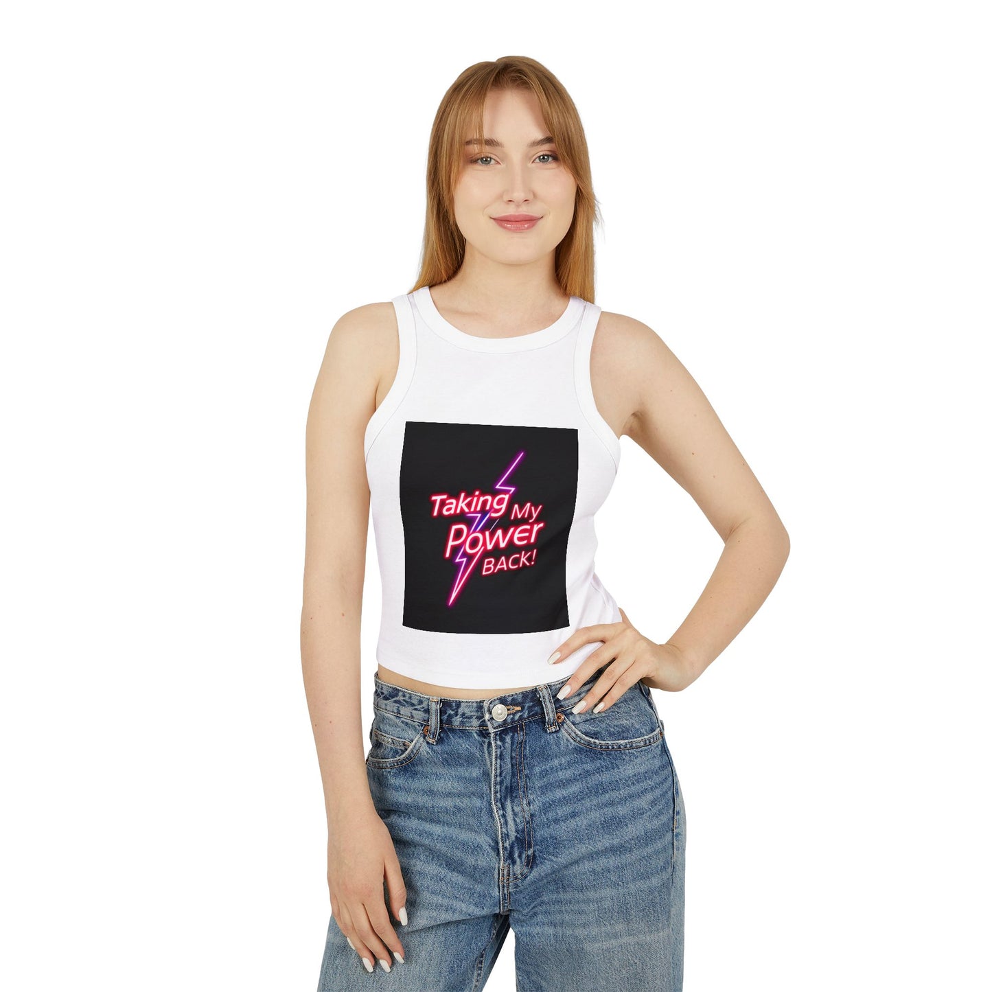 Empowering Racer Tank Top, Motivational Workout Top, Women's Exercise Wear, Fitness Apparel, Gift for Her, Summer Essentials