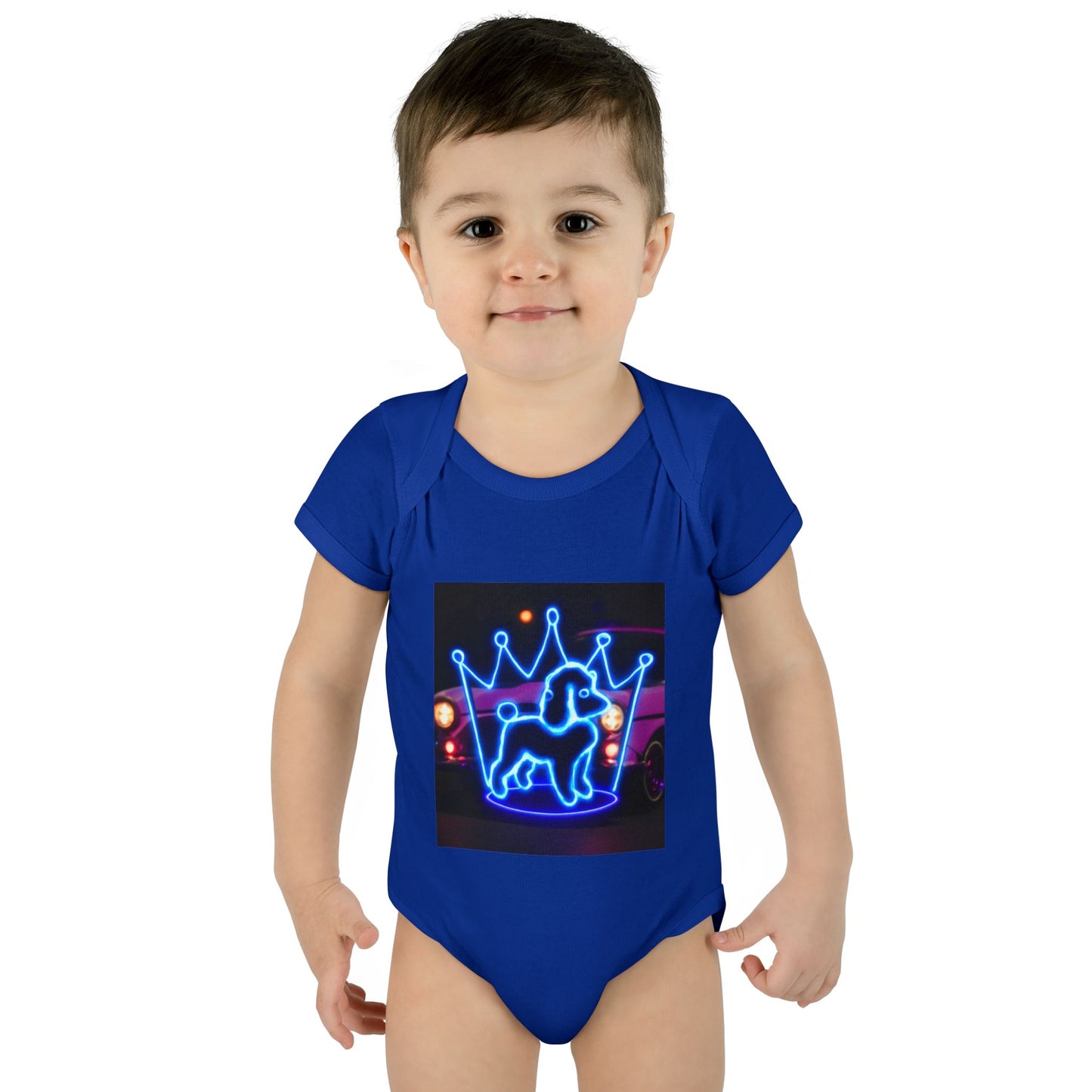 Neon Dog Crown Baby Bodysuit, Cute Infant Outfit, Baby Shower Gift, Newborn Clothes, Pet Lover Apparel, Birthday Gift for Baby
