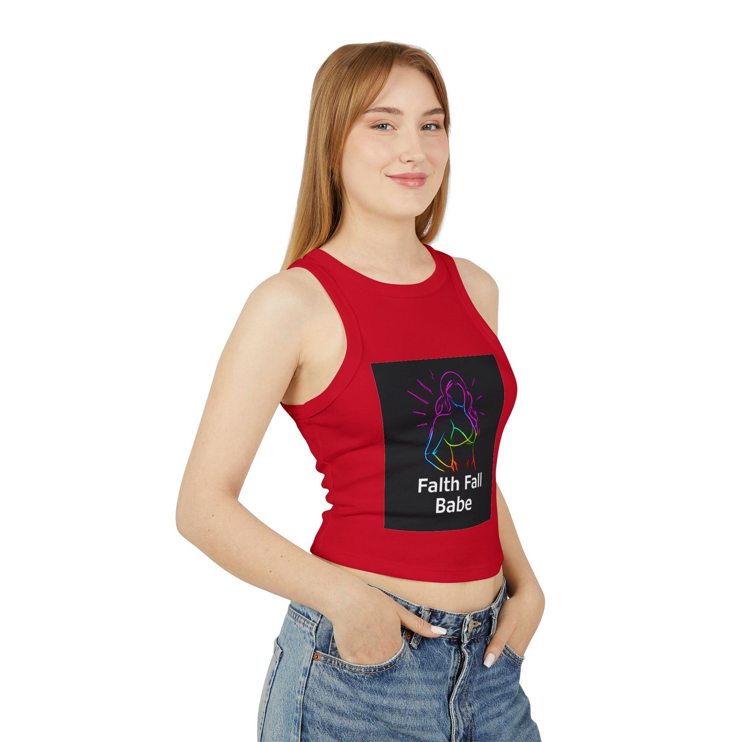 Feminine Faith Graphic Tank, Women's Racerback Top, Summer Tank Top, Cute Workout Attire, Faith & Fitness Apparel