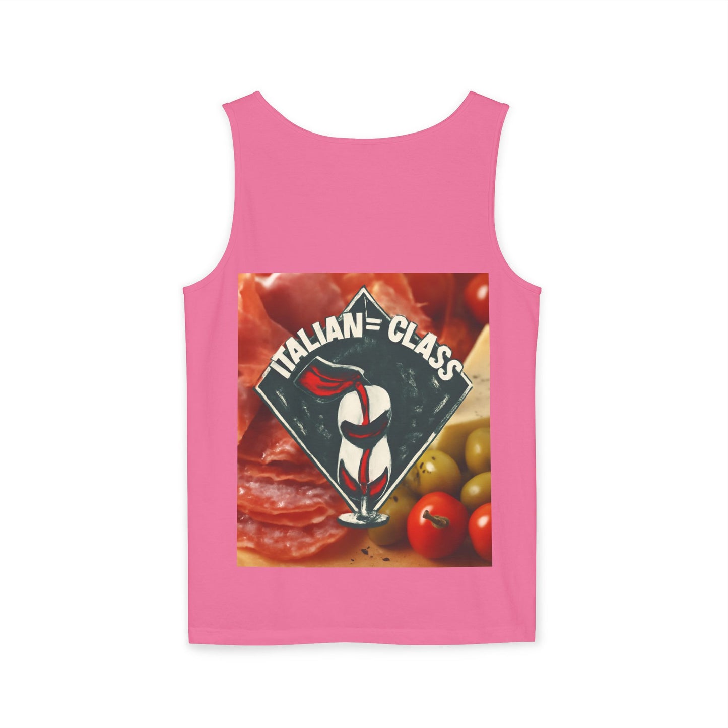 Italian Class Unisex Garment-Dyed Tank Top, Casual Summer Wear, Italian Heritage Gift, Foodie Apparel, Vacation Top