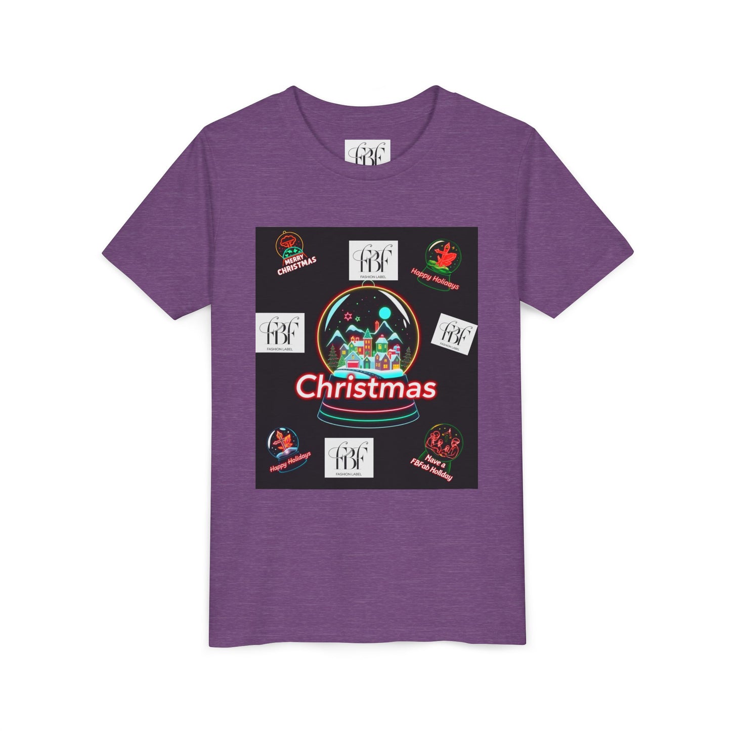 Youth Christmas Short Sleeve Tee, Holiday Tee, Xmas Gift for Kids, Fun Tee for Celebrations, Winter Festive Shirt
