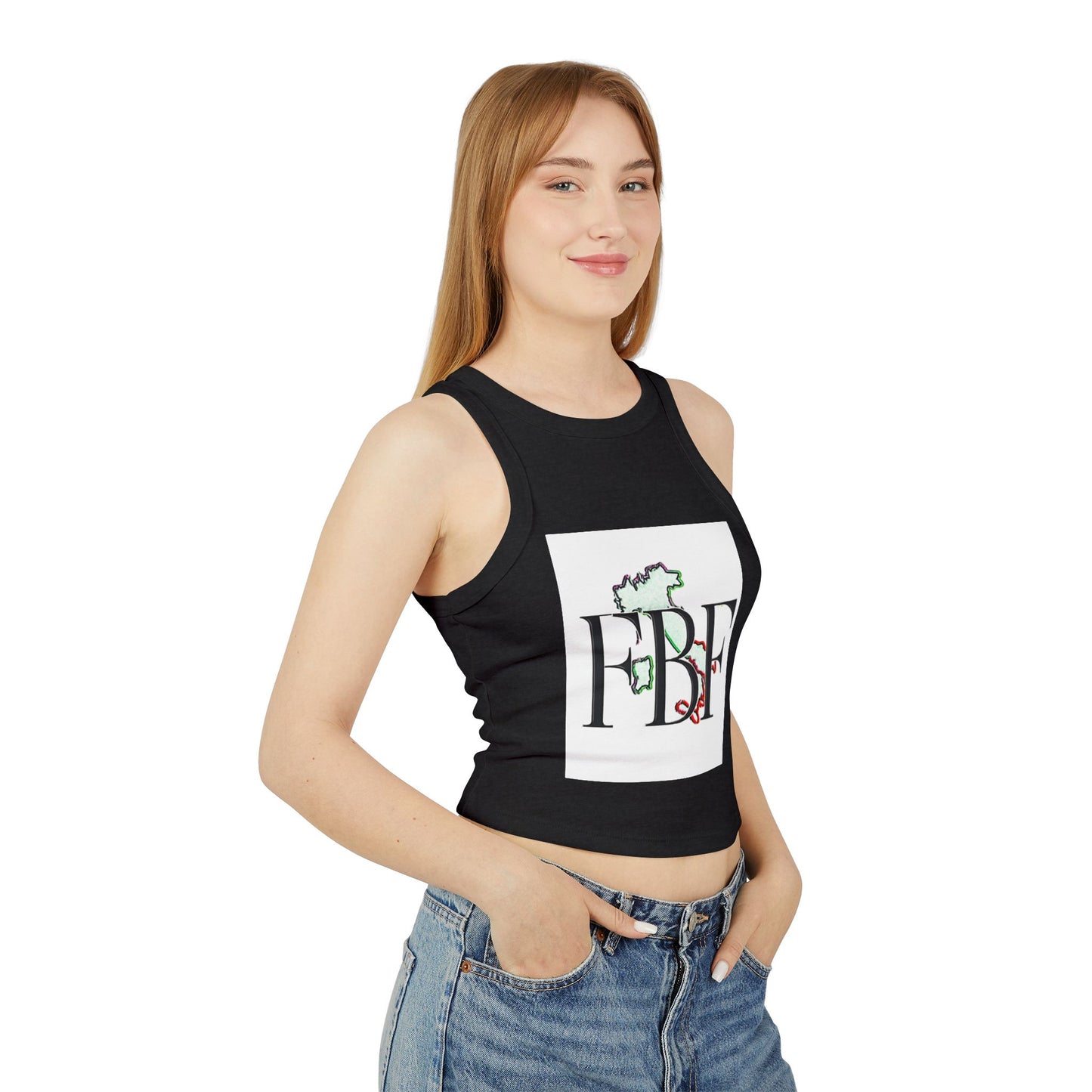 Stylish Women's Crop Tank Top - FBF Graphic, Summer Wear, Festival Top, Trendy Activewear, Casual Outfit
