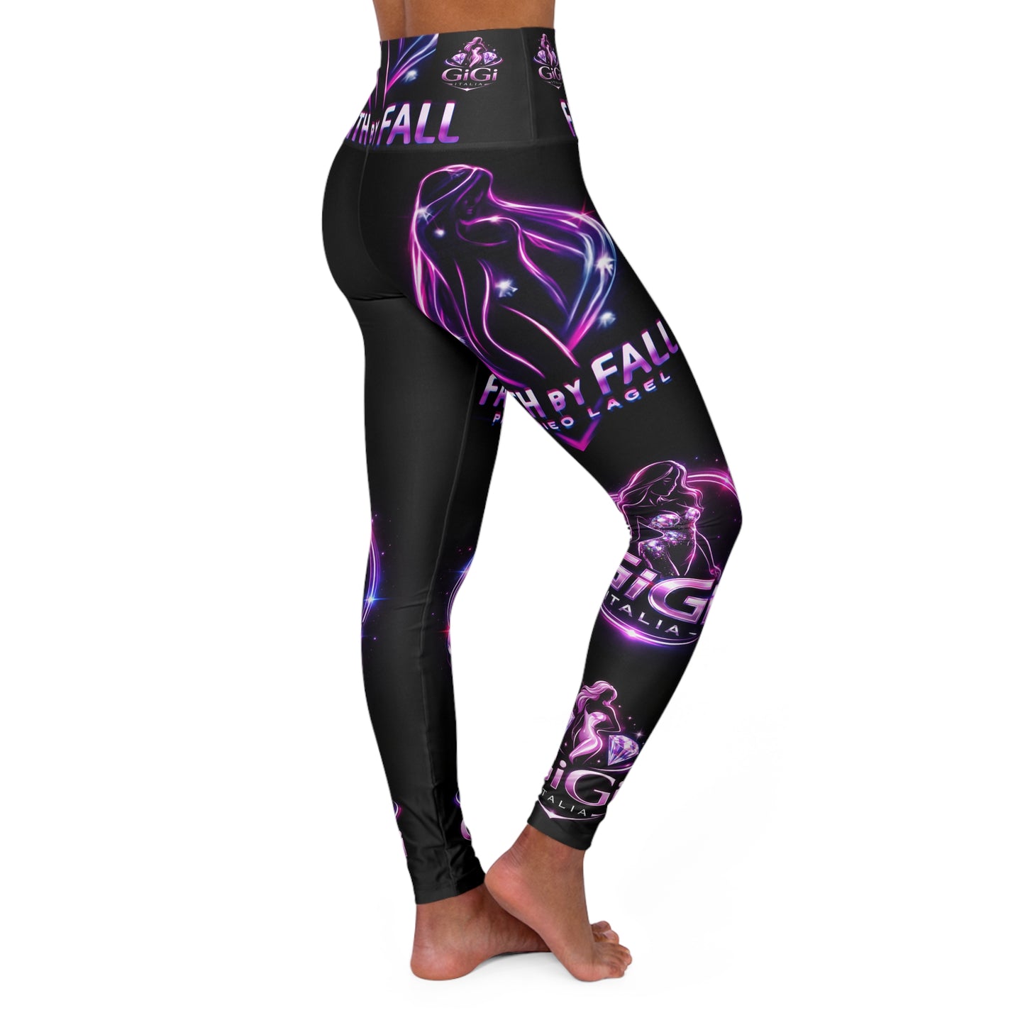 High-Waist 'Faith By Fall' Neon Galaxy Yoga Leggings