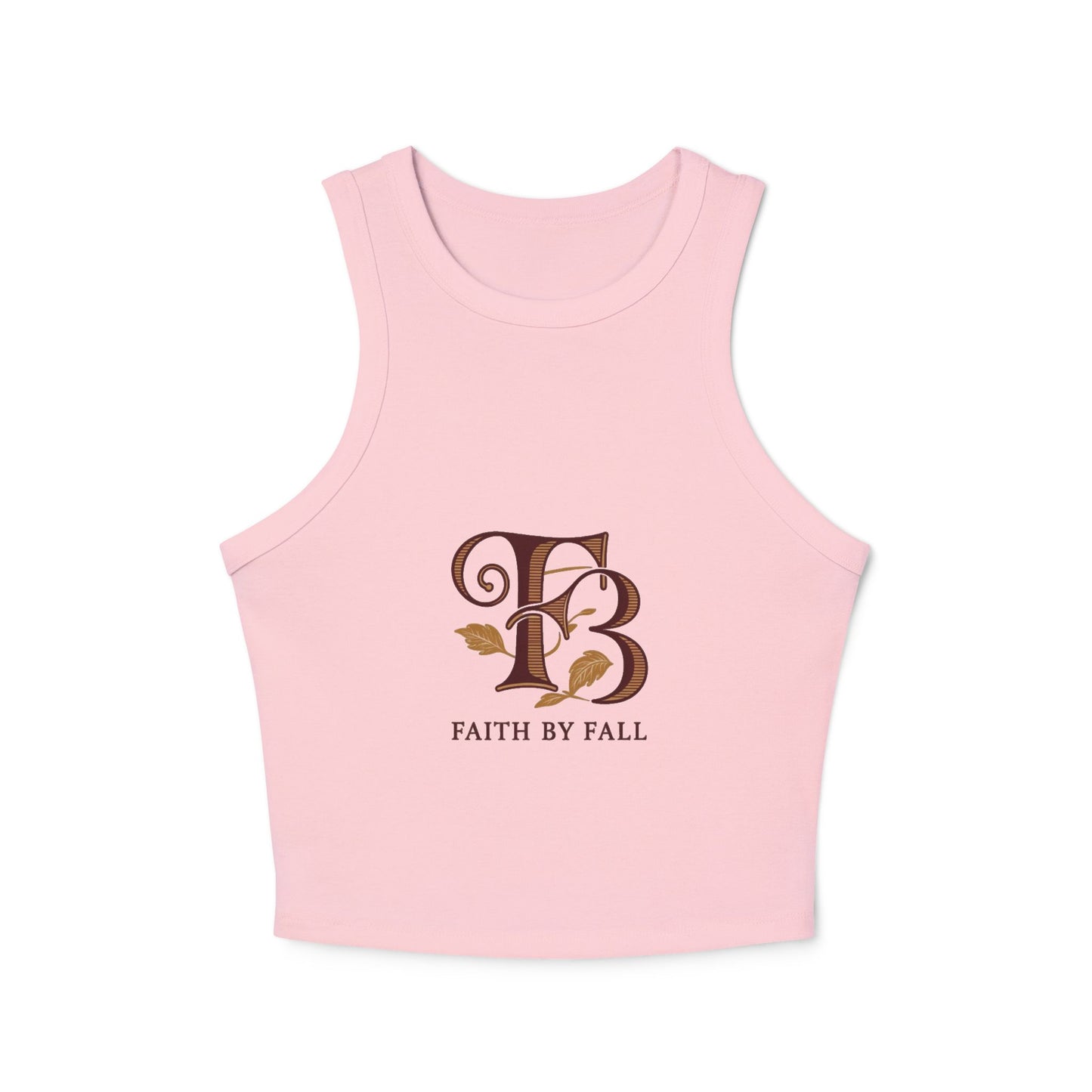 Faith By Fall Women's Micro Rib Racer Tank Top, Inspirational Workout Top, Autumn Fashion, Casual Summer Wear, Gift for Her