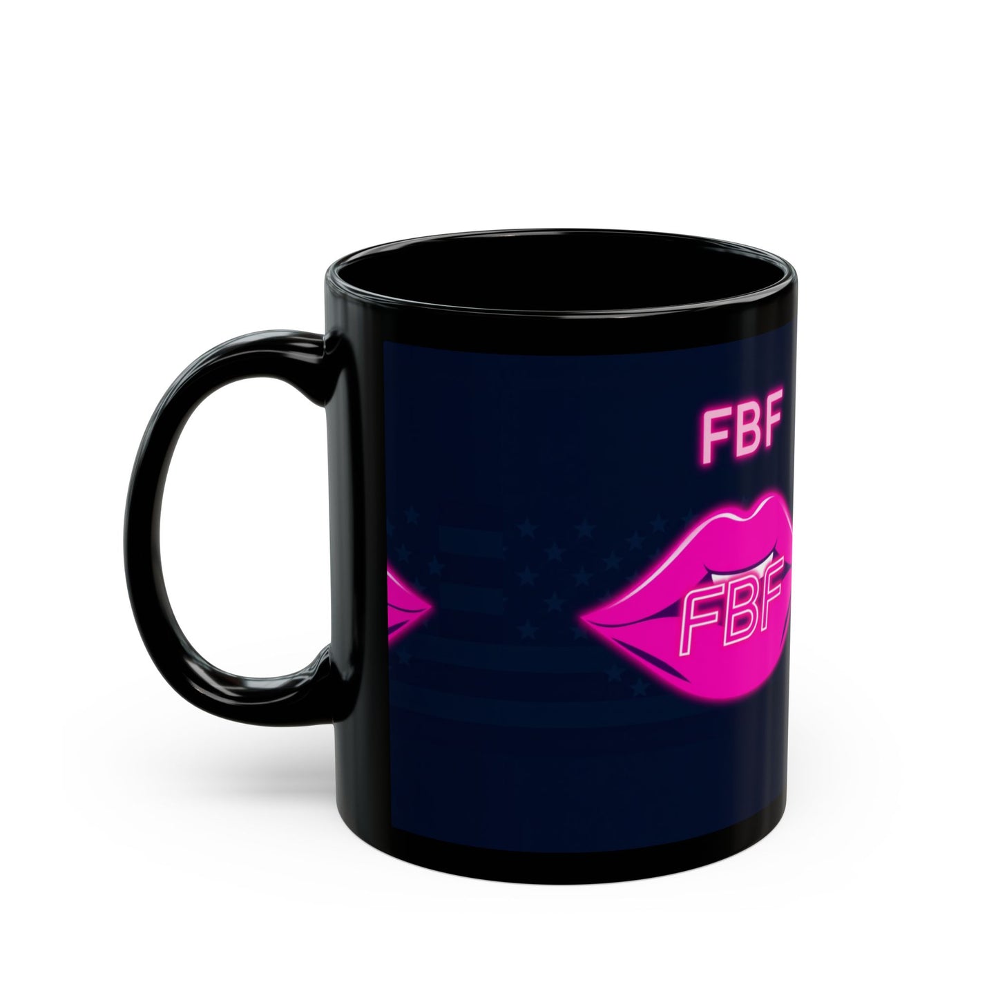 Neon Kiss Coffee Mug, FBF Lips Gift, Fun Black Mug, Sassy Mug for Friends, Custom Coffee Cup, Unique Birthday Gift