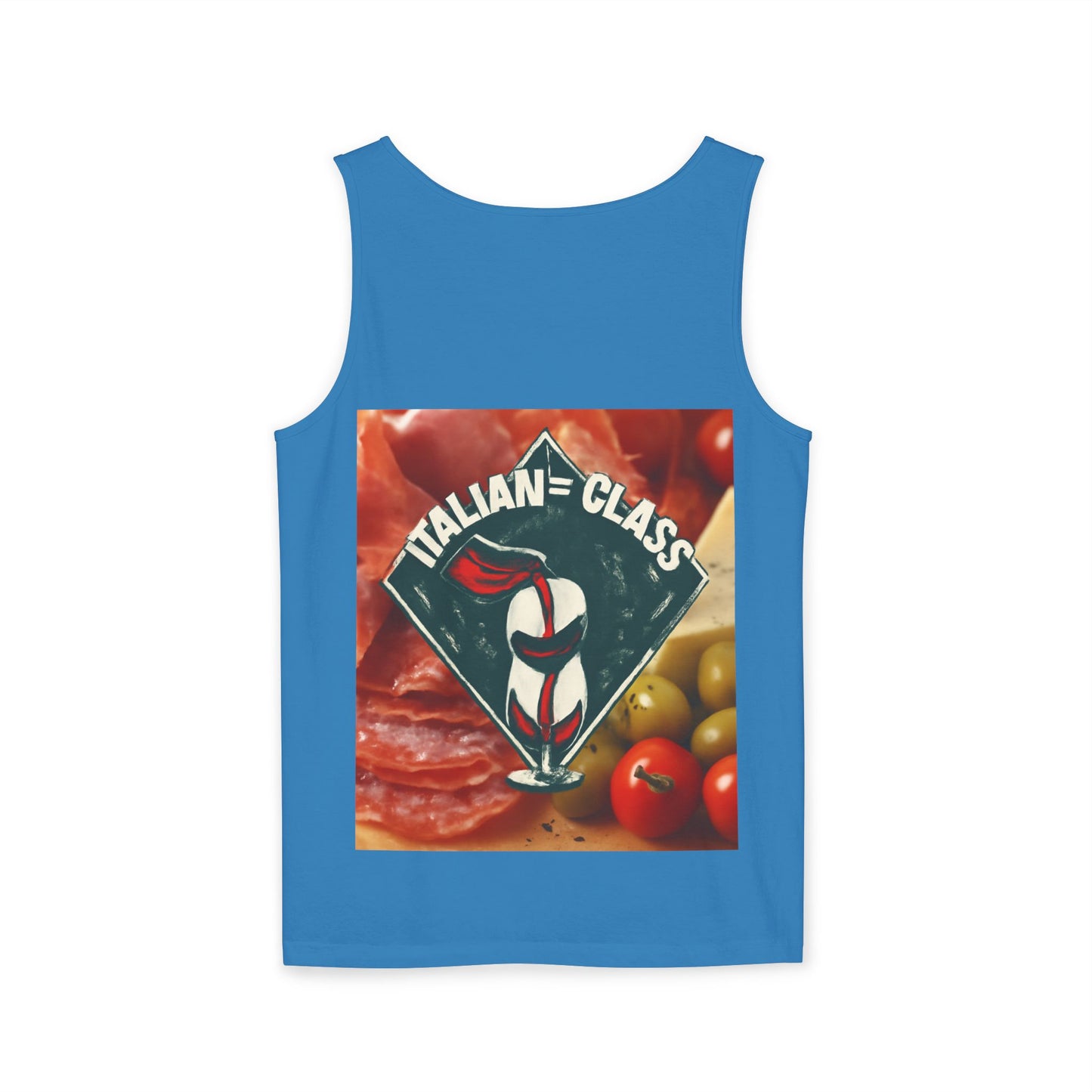 Italian Class Unisex Garment-Dyed Tank Top, Casual Summer Wear, Italian Heritage Gift, Foodie Apparel, Vacation Top