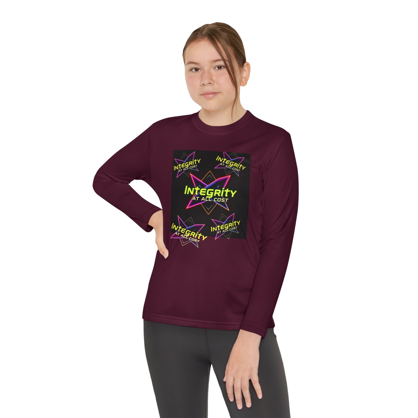 Integrity Youth Long Sleeve Tee, Cool Graphic Shirt, Motivational Apparel, Perfect for Sports, Birthday Gift