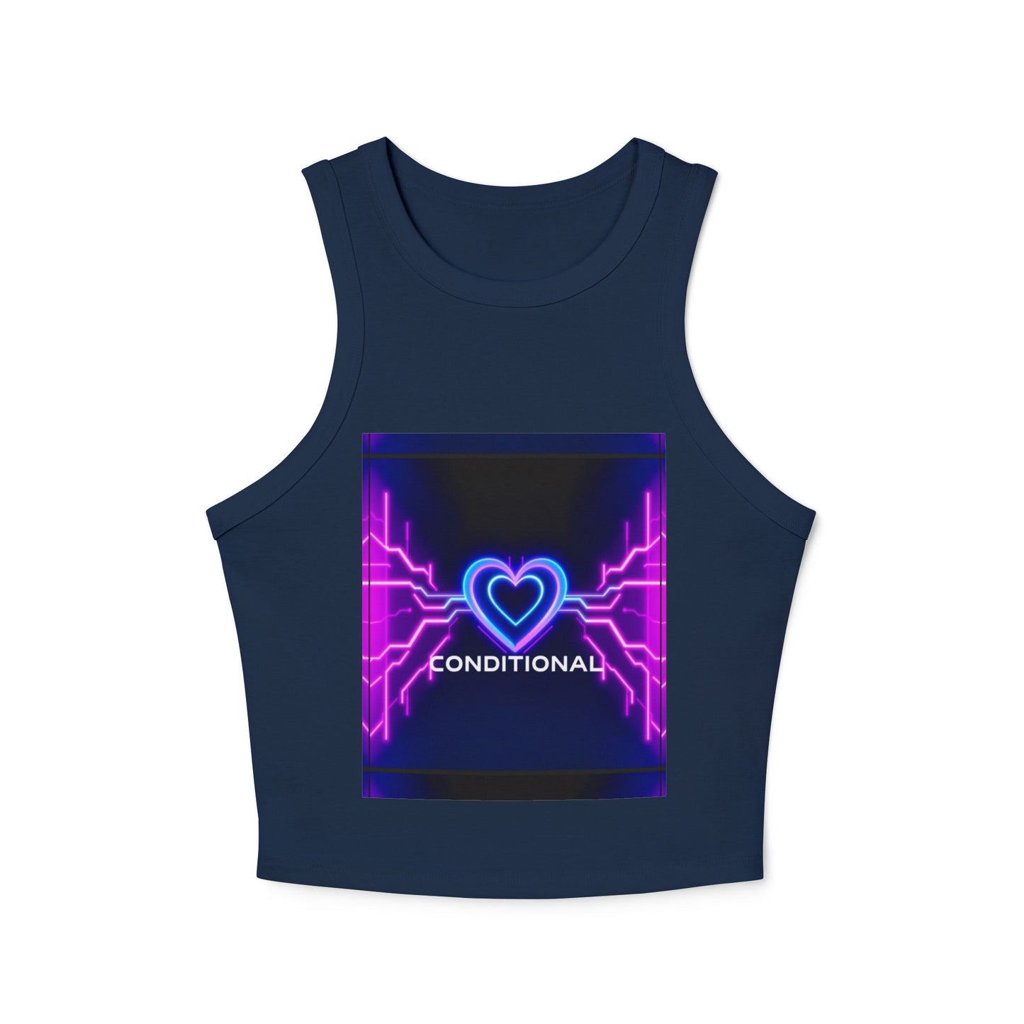 Neon Heart Racerback Tank Top, Trendy Crop Top, Party Attire, Summer Essential, Festival Wear, Gift for Her