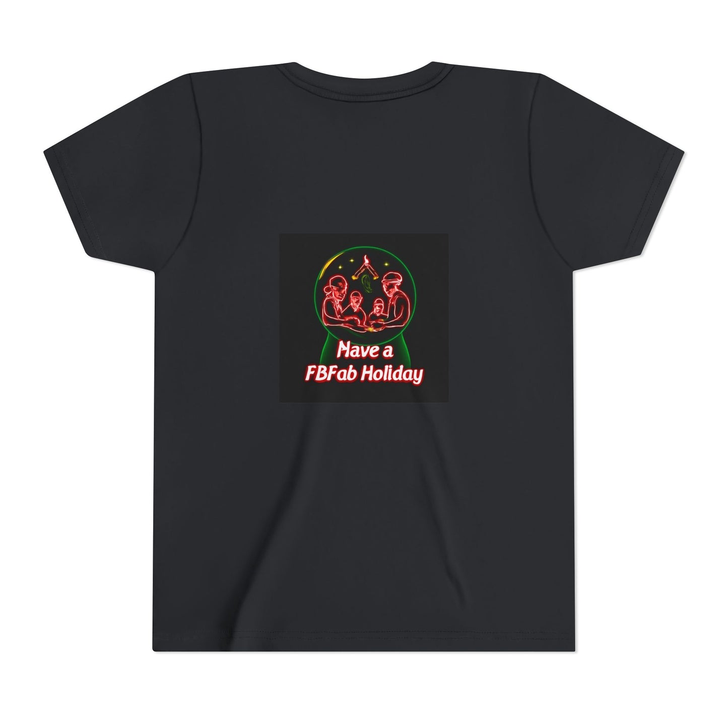 Youth Christmas Short Sleeve Tee, Holiday Tee, Xmas Gift for Kids, Fun Tee for Celebrations, Winter Festive Shirt