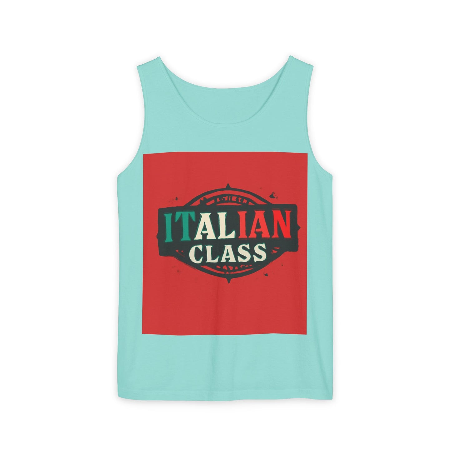 Italian Class Unisex Garment-Dyed Tank Top, Casual Summer Wear, Italian Heritage Gift, Foodie Apparel, Vacation Top