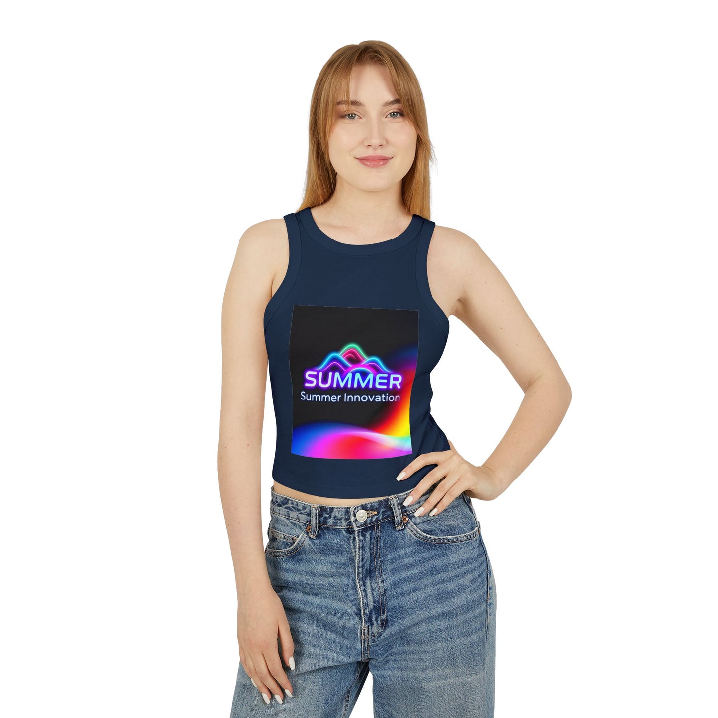 Stylish Summer Racer Tank Top, Trendy Crop Top, Fashionable Sleeveless Shirt, Summer Vibes, Women's Casual Wear, Gift for Her