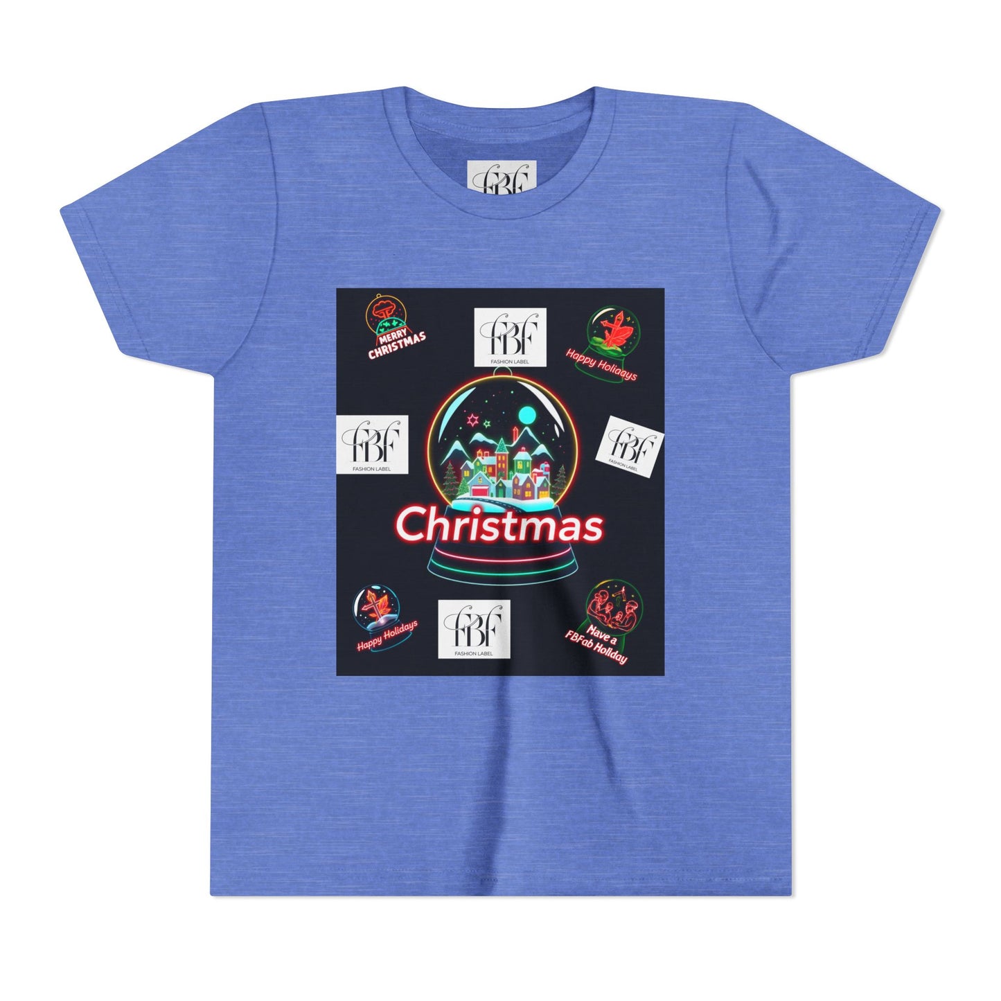 Youth Christmas Short Sleeve Tee, Holiday Tee, Xmas Gift for Kids, Fun Tee for Celebrations, Winter Festive Shirt