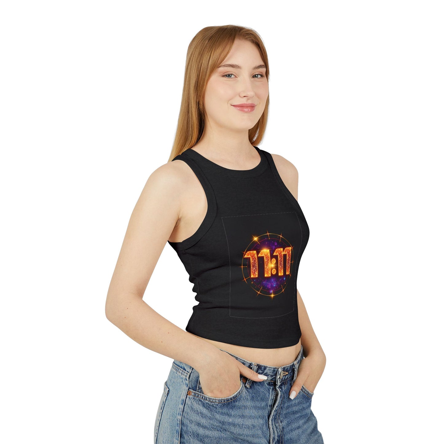 11:11 Women's Micro Rib Racer Tank Top | Motivational Gift, Yoga Wear, Summer Fashion, Spiritual Reminder, Casual Trend