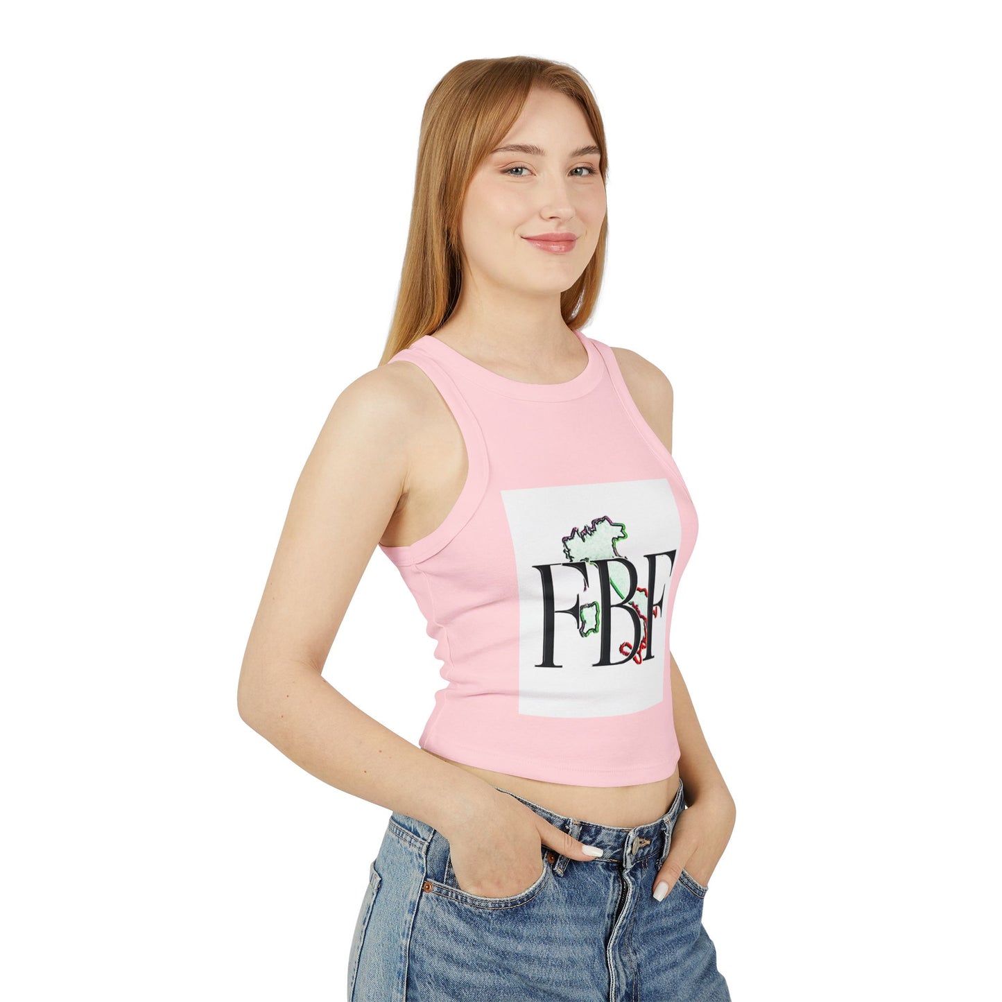 Stylish Women's Crop Tank Top - FBF Graphic, Summer Wear, Festival Top, Trendy Activewear, Casual Outfit