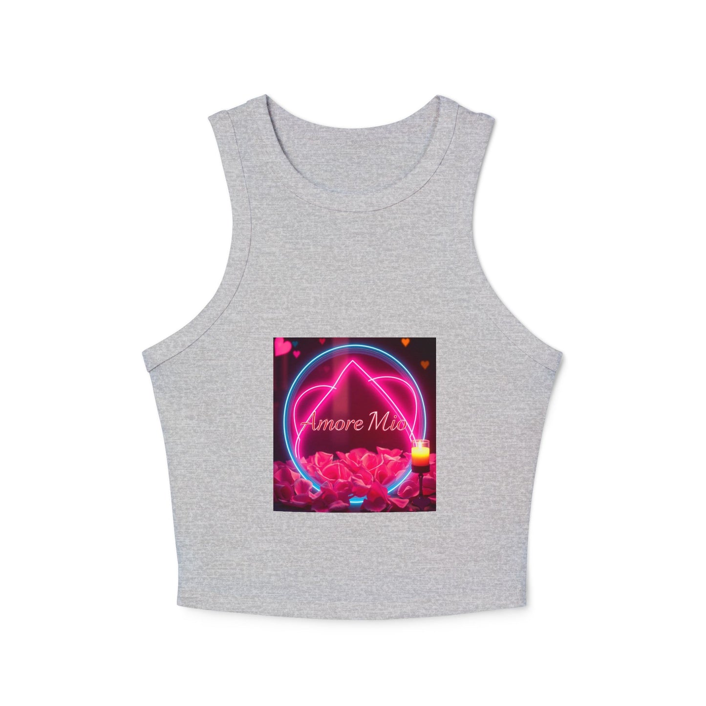 Romantic Graphic Racerback Tank, Cute Summer Top, Feminine Casual Wear, Heart Design, Gift for Her