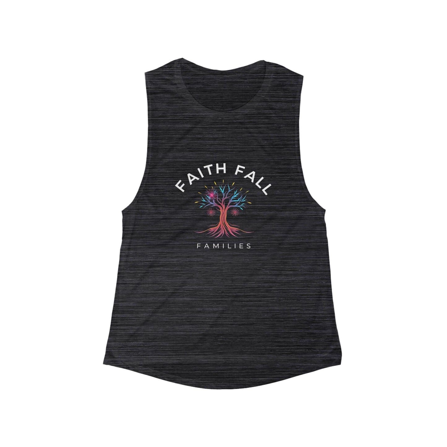 Faith Fall Families Women's Flowy Scoop Muscle Tank | Inspirational Fitness Top, Casual Summer Wear, Gift for Moms, Family Unity Tank