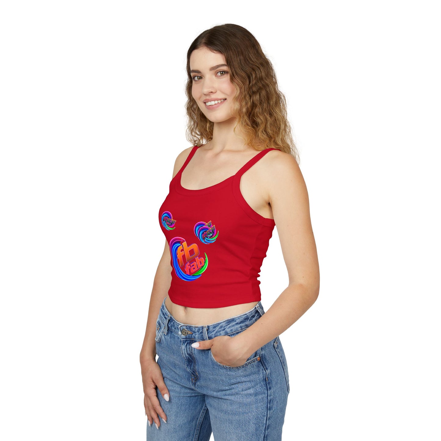 Women's Crop Tank Top — Colorful 'fb fab' Retro Swirl Graphic