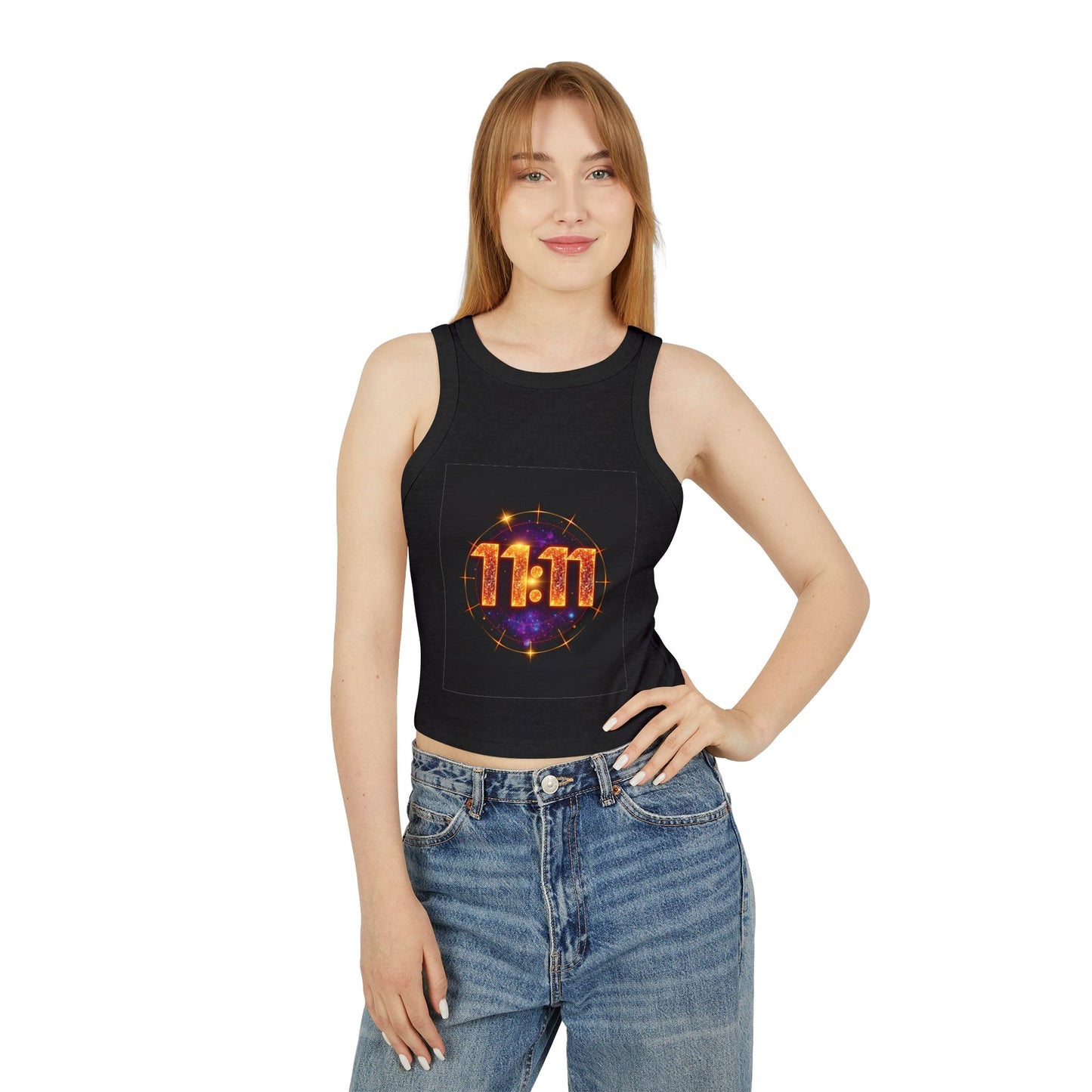 11:11 Women's Micro Rib Racer Tank Top | Motivational Gift, Yoga Wear, Summer Fashion, Spiritual Reminder, Casual Trend
