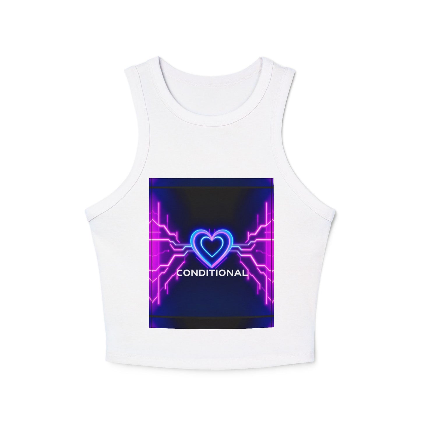Neon Heart Racerback Tank Top, Trendy Crop Top, Party Attire, Summer Essential, Festival Wear, Gift for Her