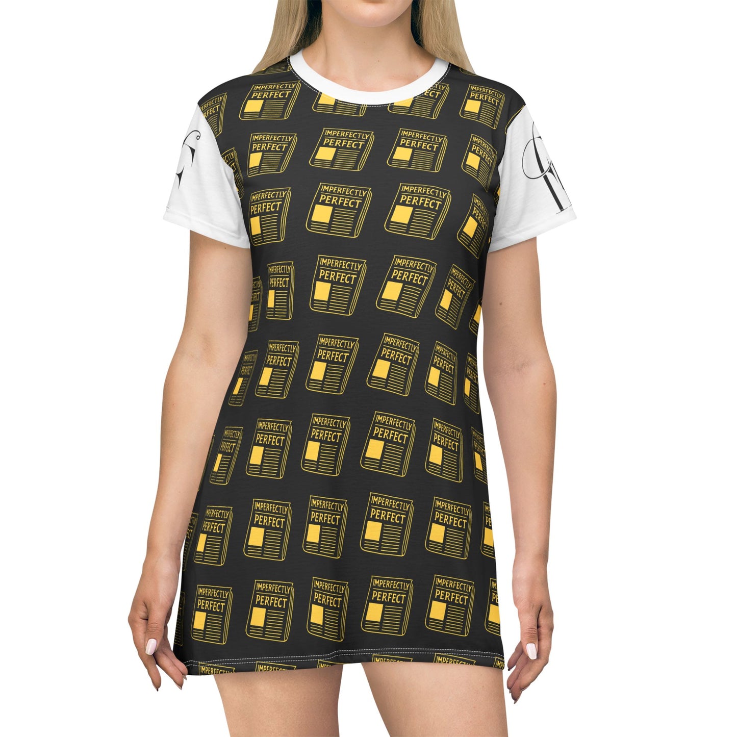 Perfectly Chic AOP T-Shirt Dress, Casual Summer Dress, Gift for Her, Everyday Wear, Stylish Lounge Dress