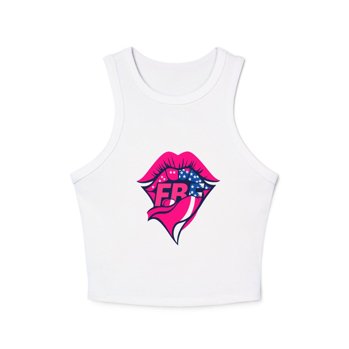 Trendy Women's Ribbed Racer Tank Top, Casual Summer Top, Graphic Crop Tank, Festival Wear, Cute Workout Shirt