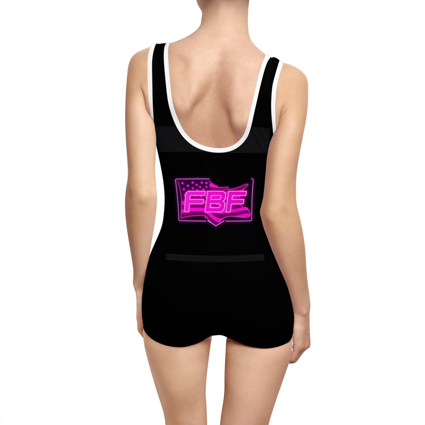 Women’s Vintage Swimsuit with Faith By Flag Design, Retro Swimwear, Beach Day Outfit, Pool Party Favor, Summer Vacation Essential