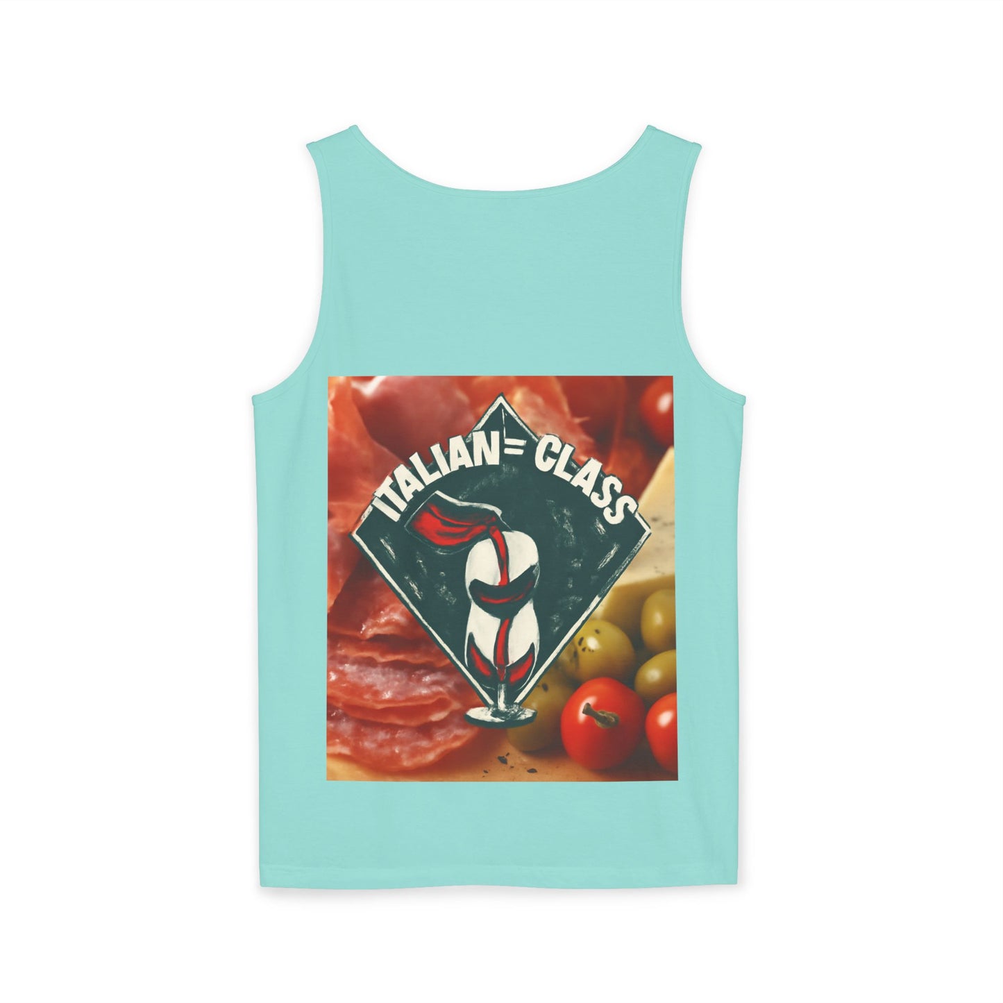 Italian Class Unisex Garment-Dyed Tank Top, Casual Summer Wear, Italian Heritage Gift, Foodie Apparel, Vacation Top