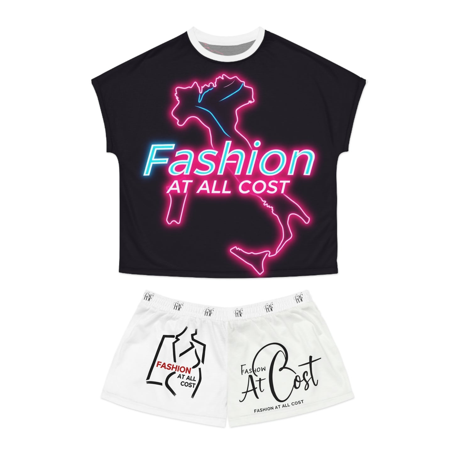 Neon Fashion Women's Short Pajama Set, Trendy Sleepwear, Cozy Loungewear, Stylish Pajama Outfit, Gift for Fashion Lovers