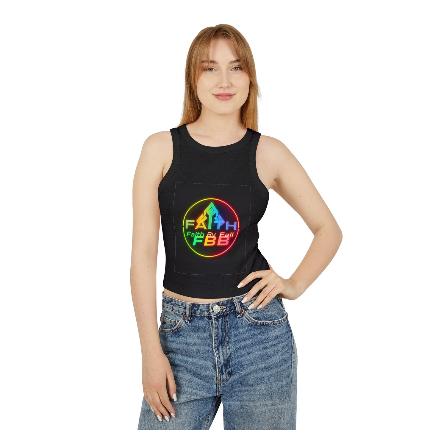 Faith by Fall Racer Tank Top - Stylish Summer Crop Top, Casual Wear, Inspirational Gift, Festival Outfit, Workout Top