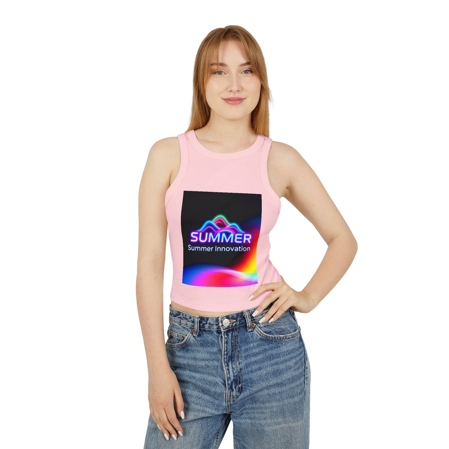 Stylish Summer Racer Tank Top, Trendy Crop Top, Fashionable Sleeveless Shirt, Summer Vibes, Women's Casual Wear, Gift for Her