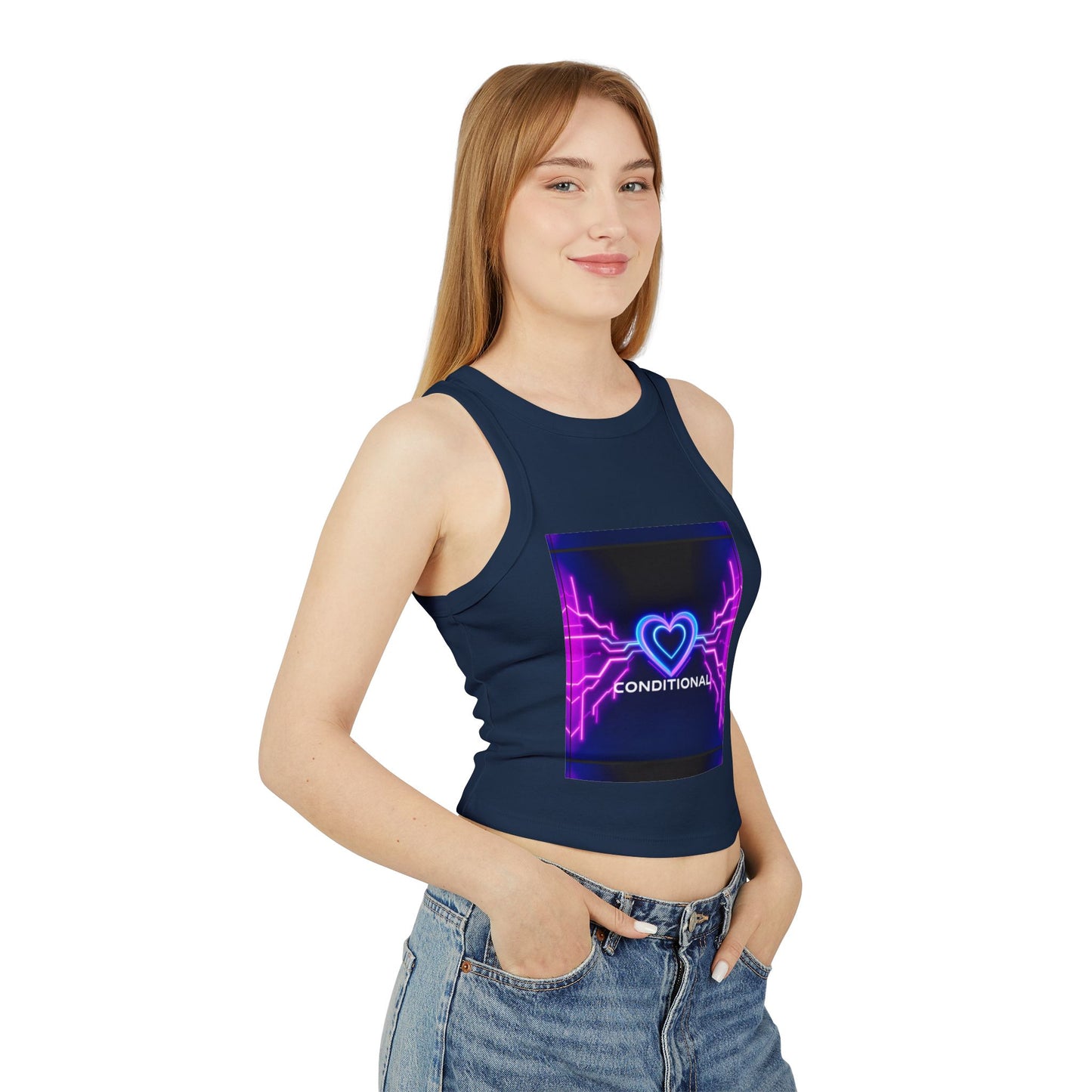 Neon Heart Racerback Tank Top, Trendy Crop Top, Party Attire, Summer Essential, Festival Wear, Gift for Her