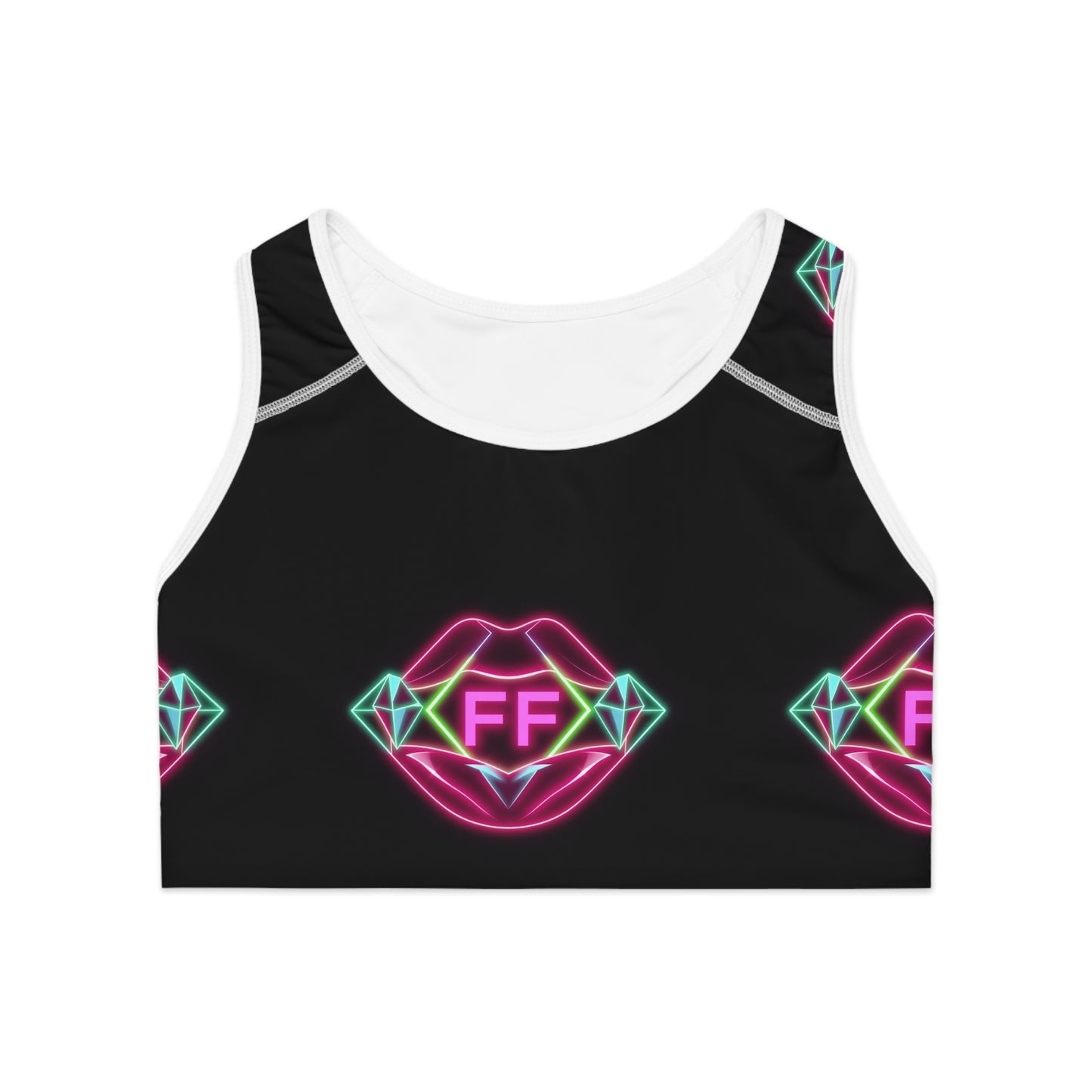 Neon Lip Graphic Sports Bra, Fitness Apparel for Women, Gym Top for Workouts, Dance Class, Activewear