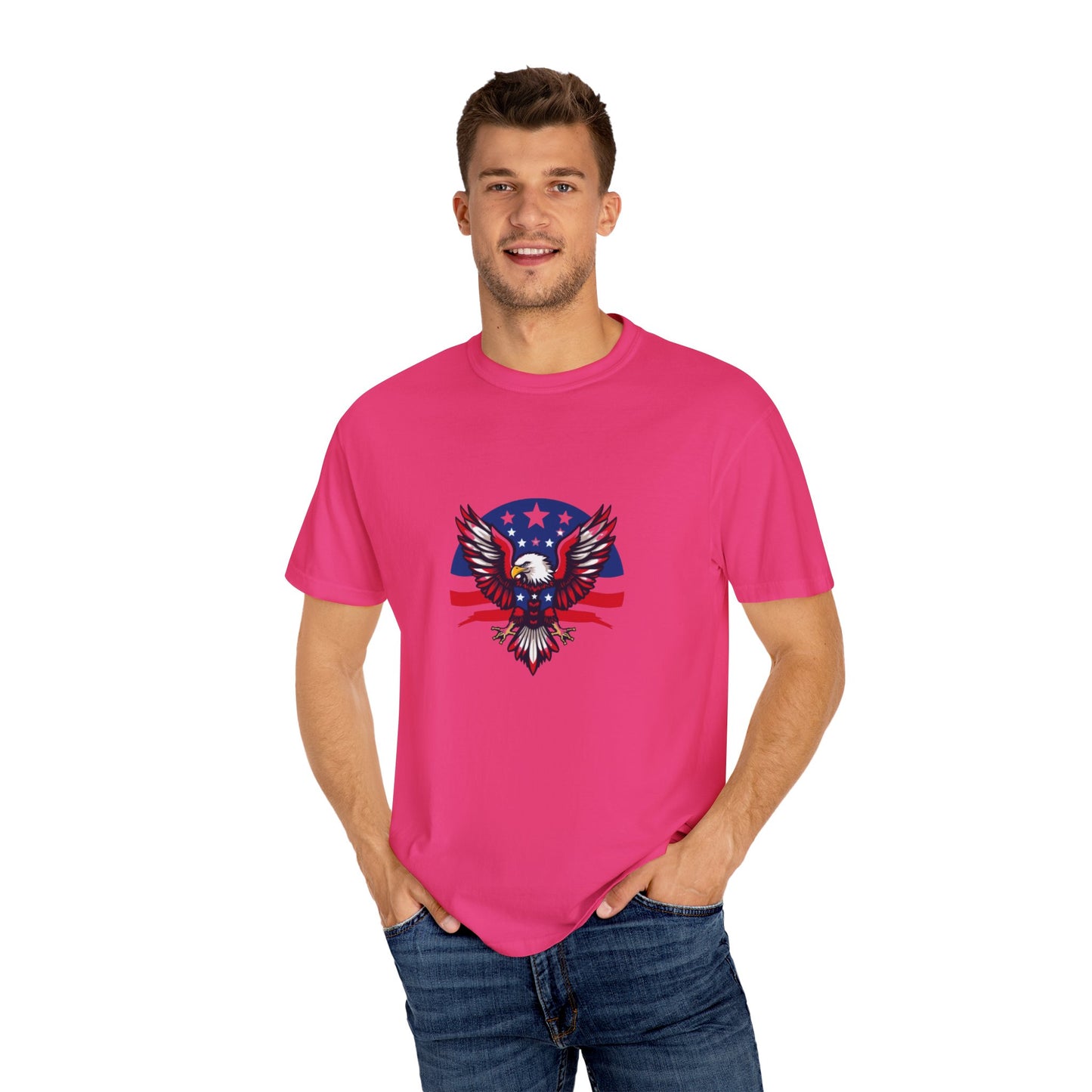 Patriotic T-Shirt with Eagle Graphic | Faith By Flag Tee, Unisex Apparel, Independence Day Shirt, Casual Wear, Gift for Veterans