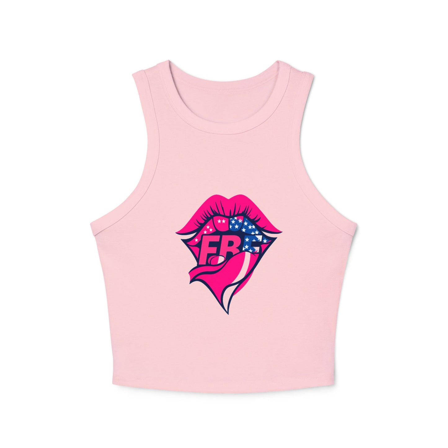 Trendy Women's Ribbed Racer Tank Top, Casual Summer Top, Graphic Crop Tank, Festival Wear, Cute Workout Shirt